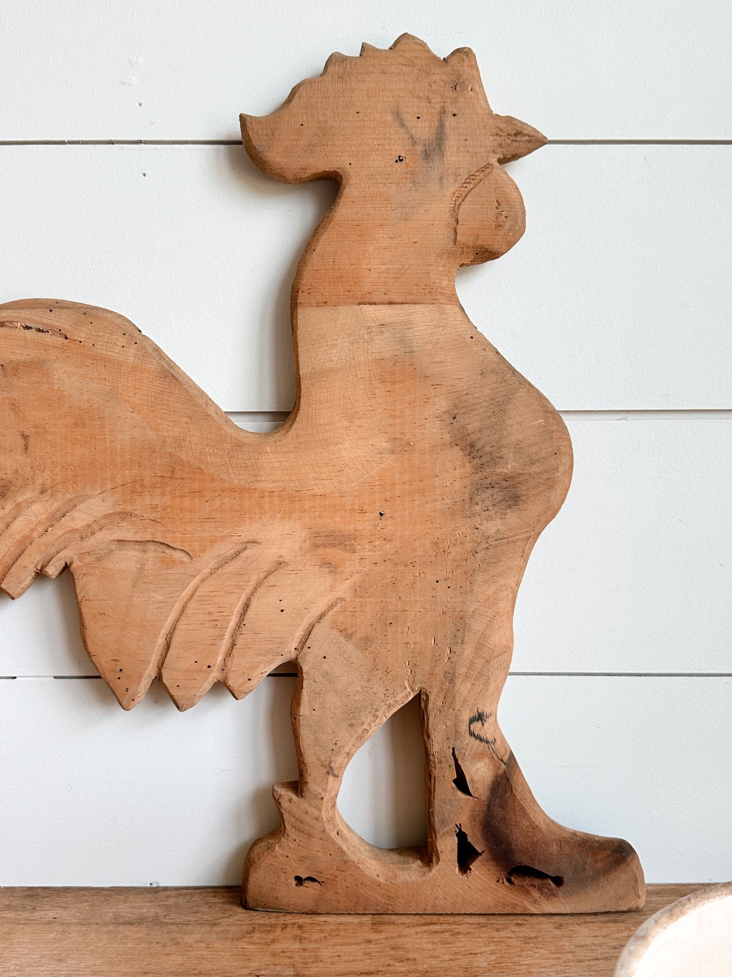 Hand Carved Vintage Wooden Rooster