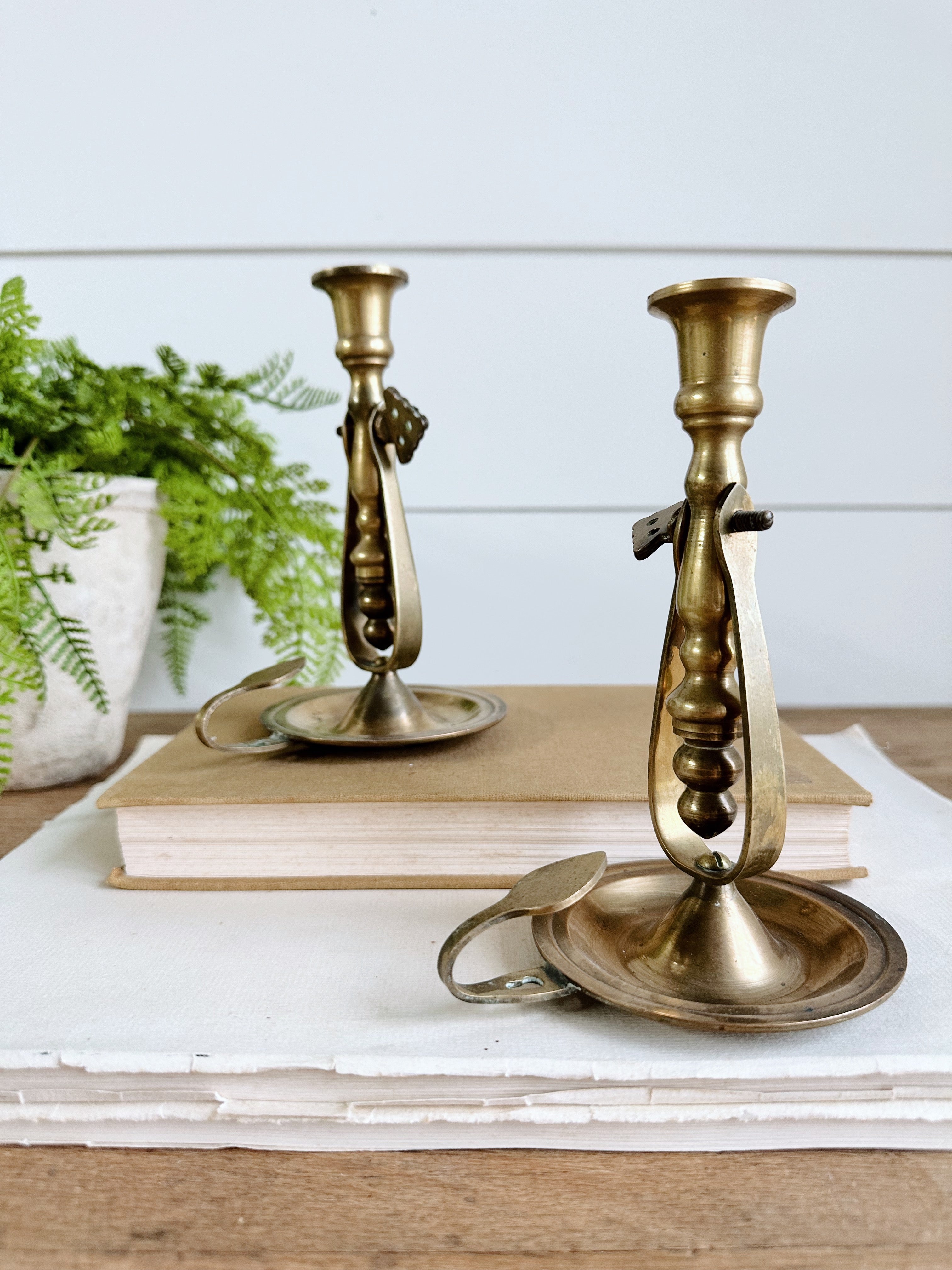 Pair of Vintage Brass Nautical Candle Holders