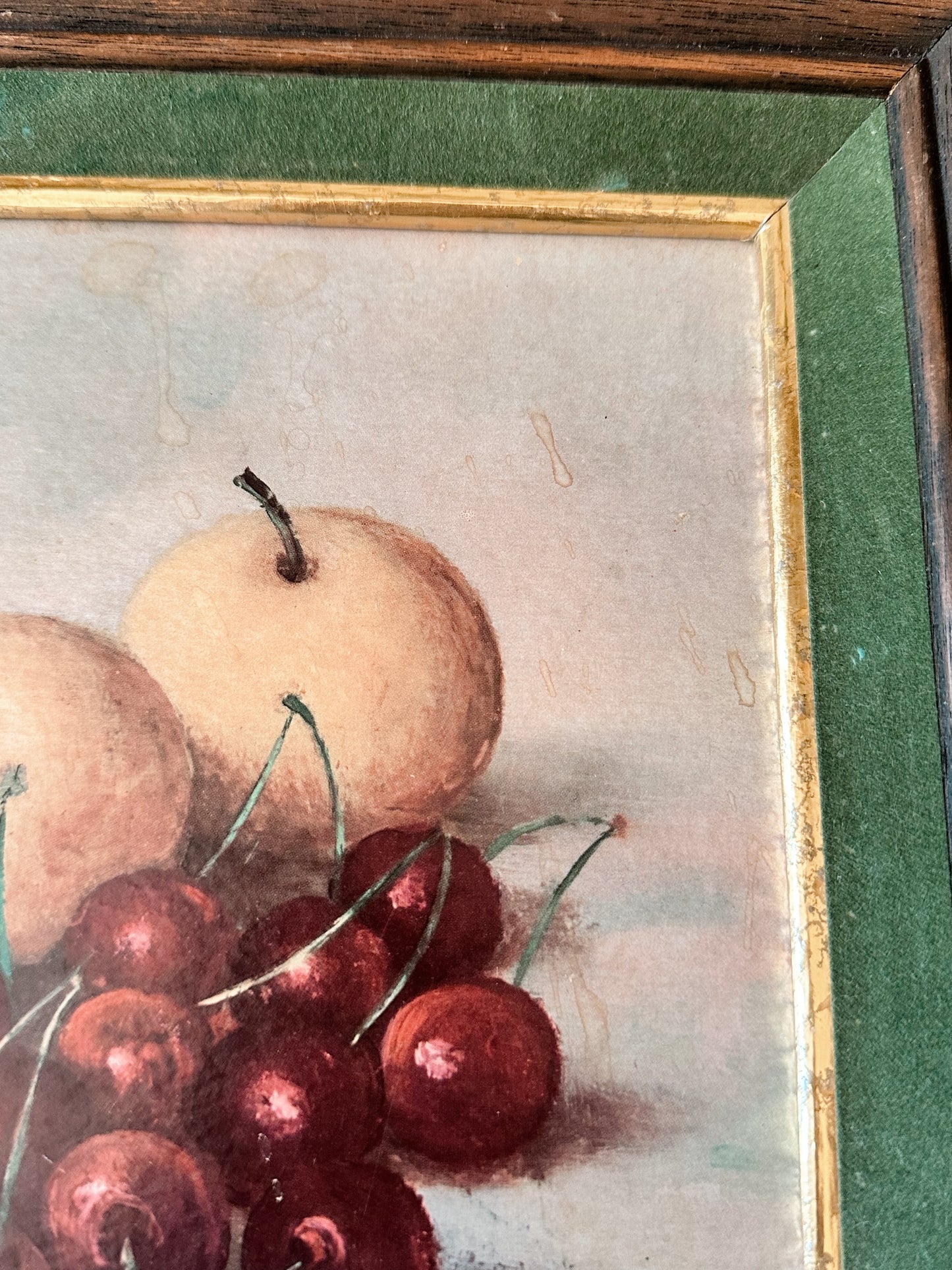 Vintage Framed Fruit Print (Apples & Cherries)