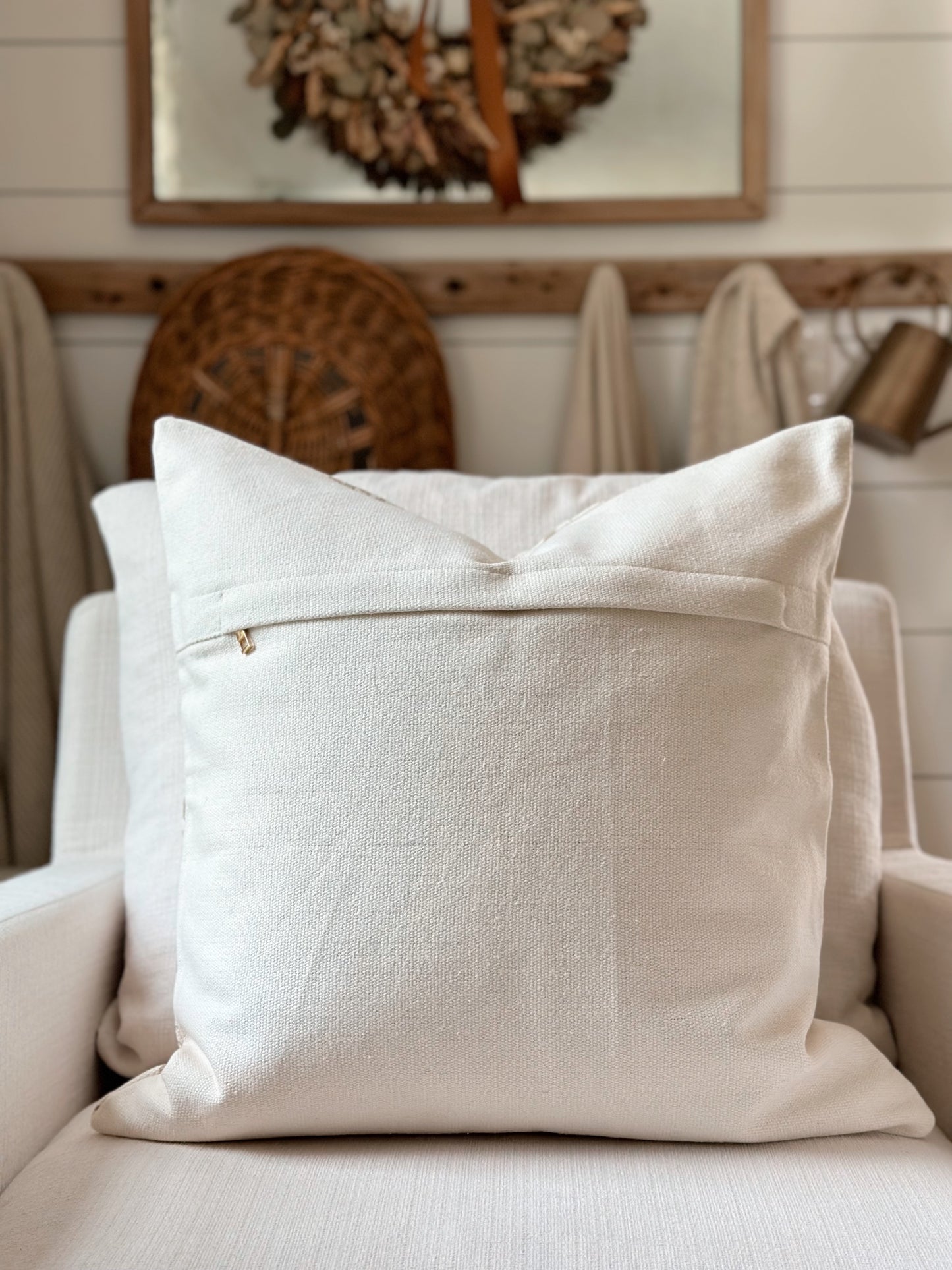 Woven Natural Pinstripe Pillow Cover