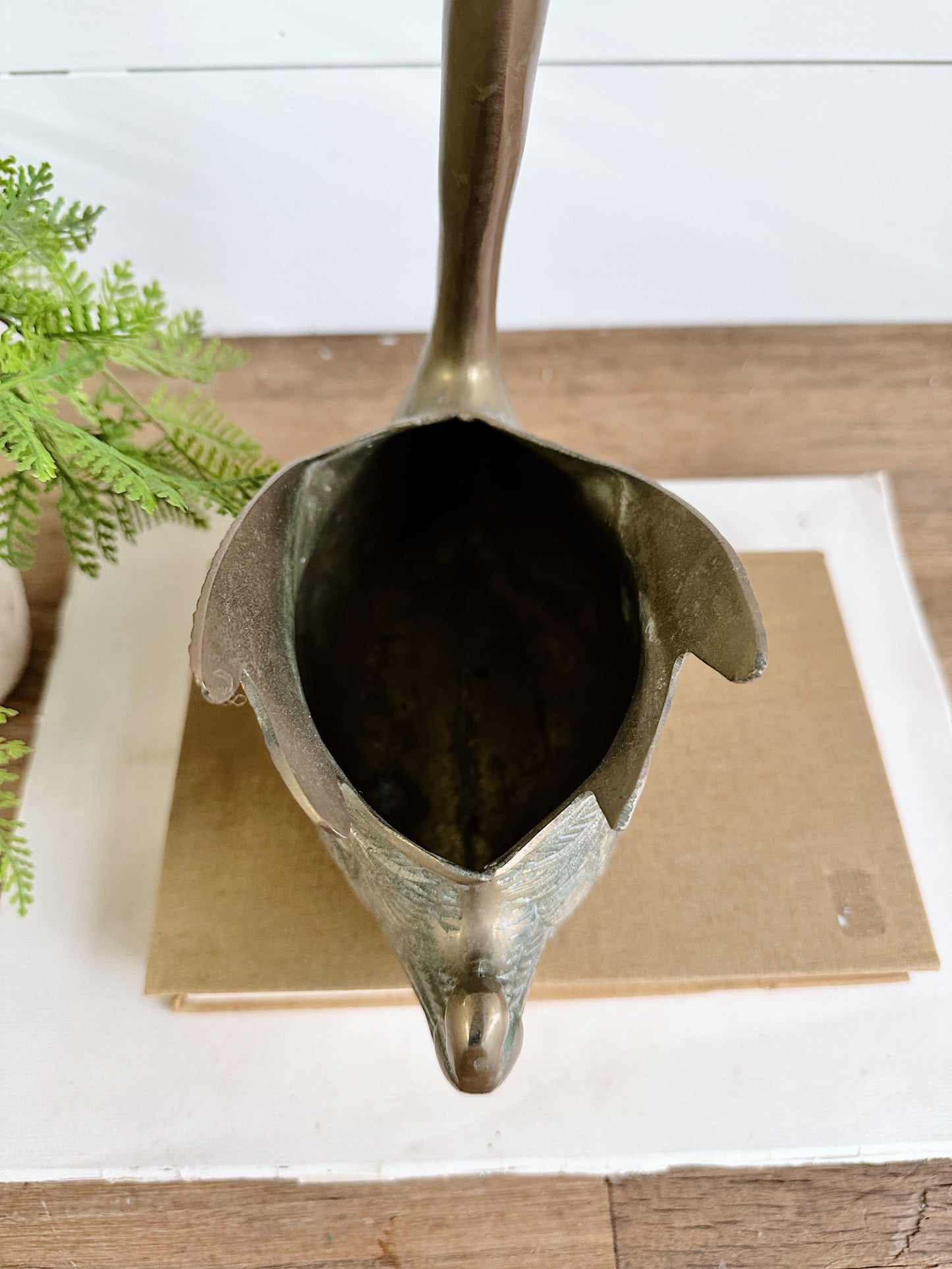 Vintage Brass Swan Planter