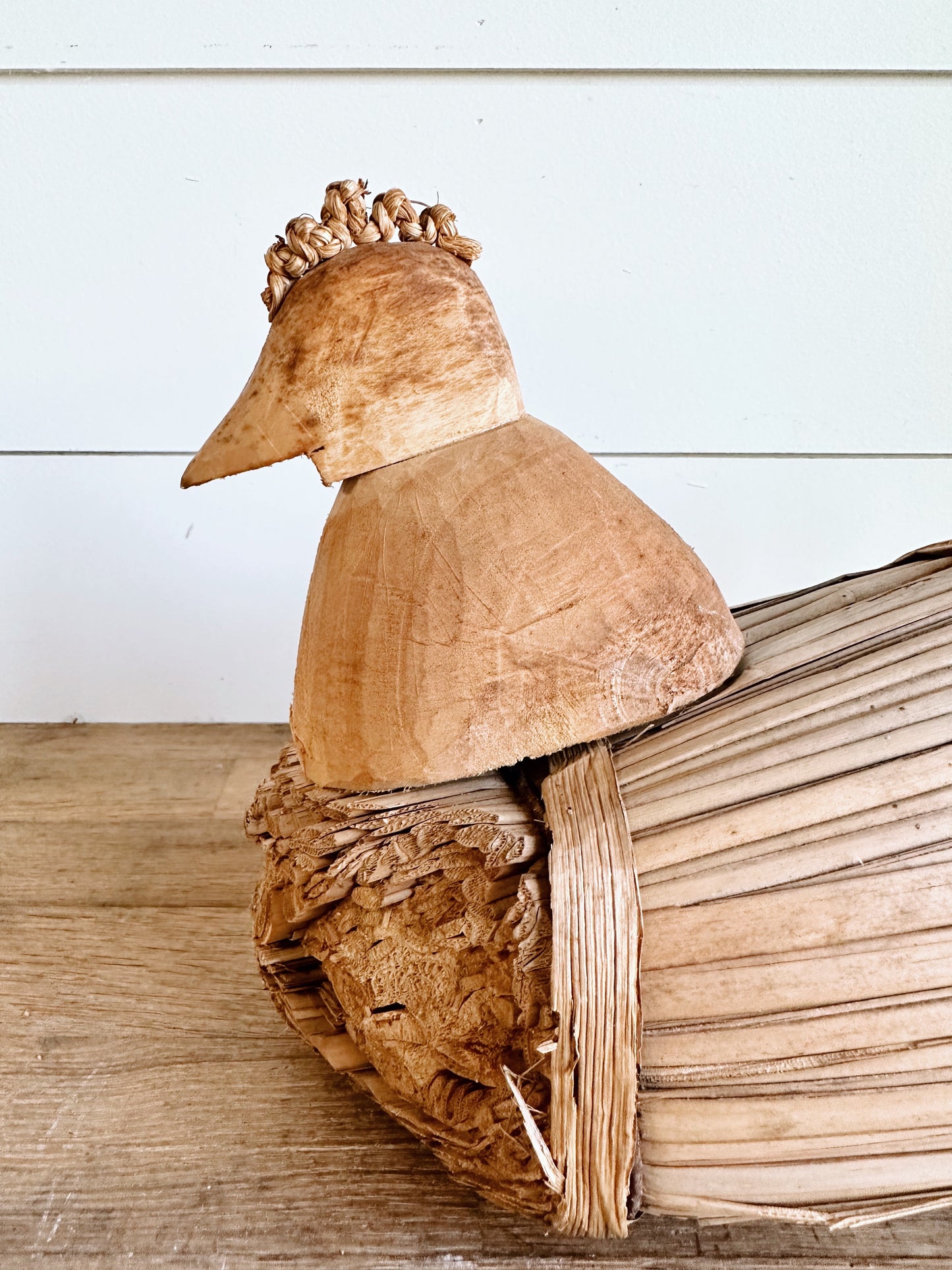 Vintage Wood and Reed Hen