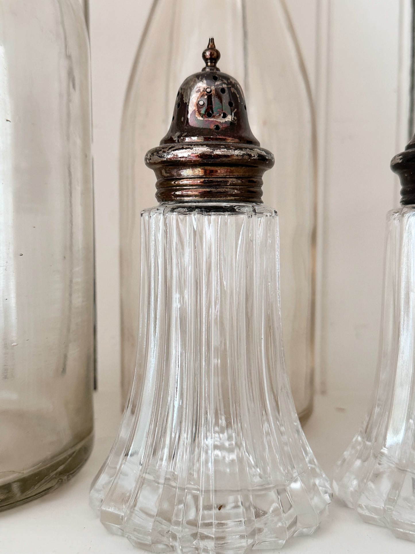 Vintage Glass Salt & Pepper Shakers