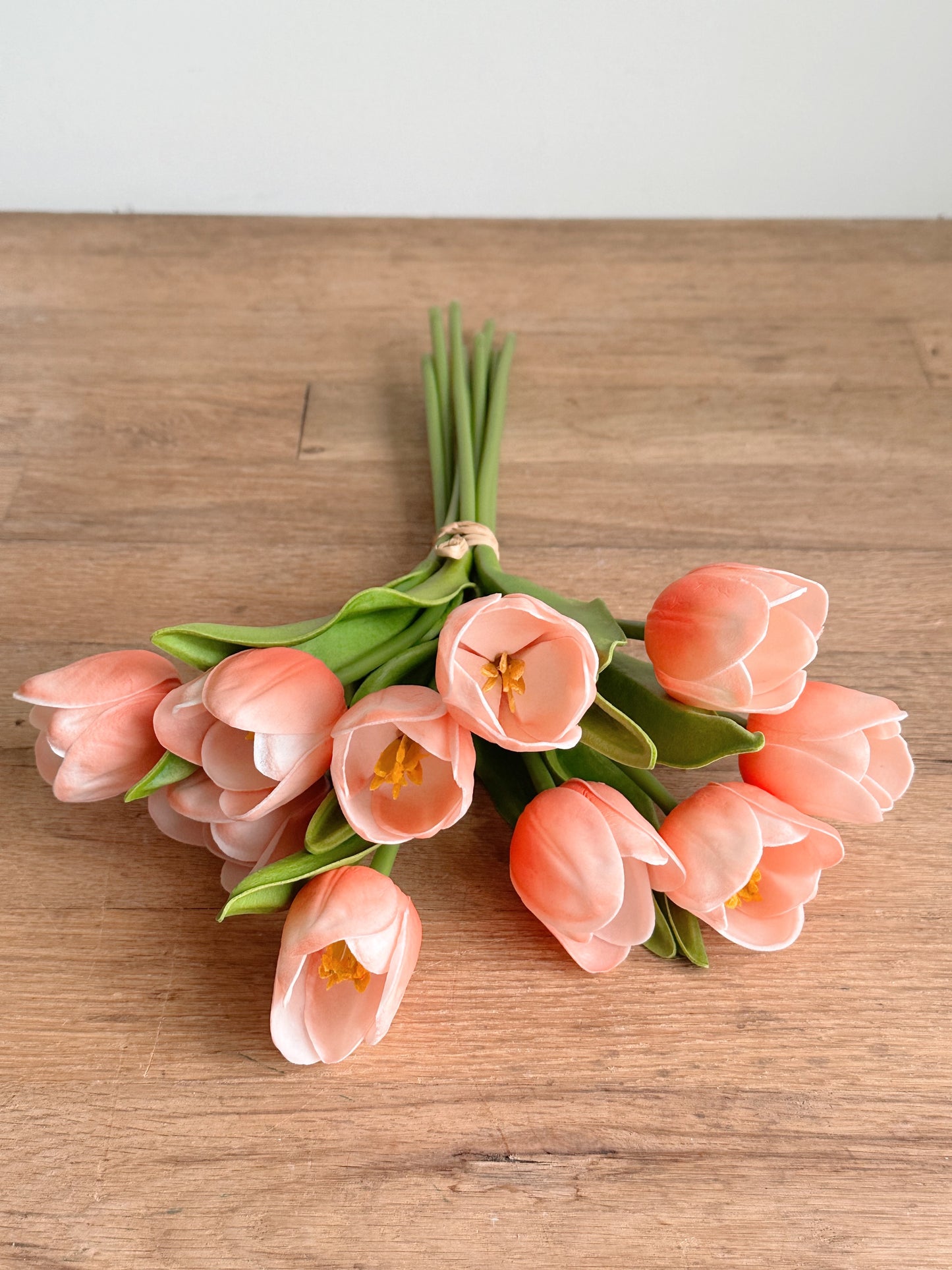 Real Touch Peach Coral Open Tulip Bundle (10 stems)
