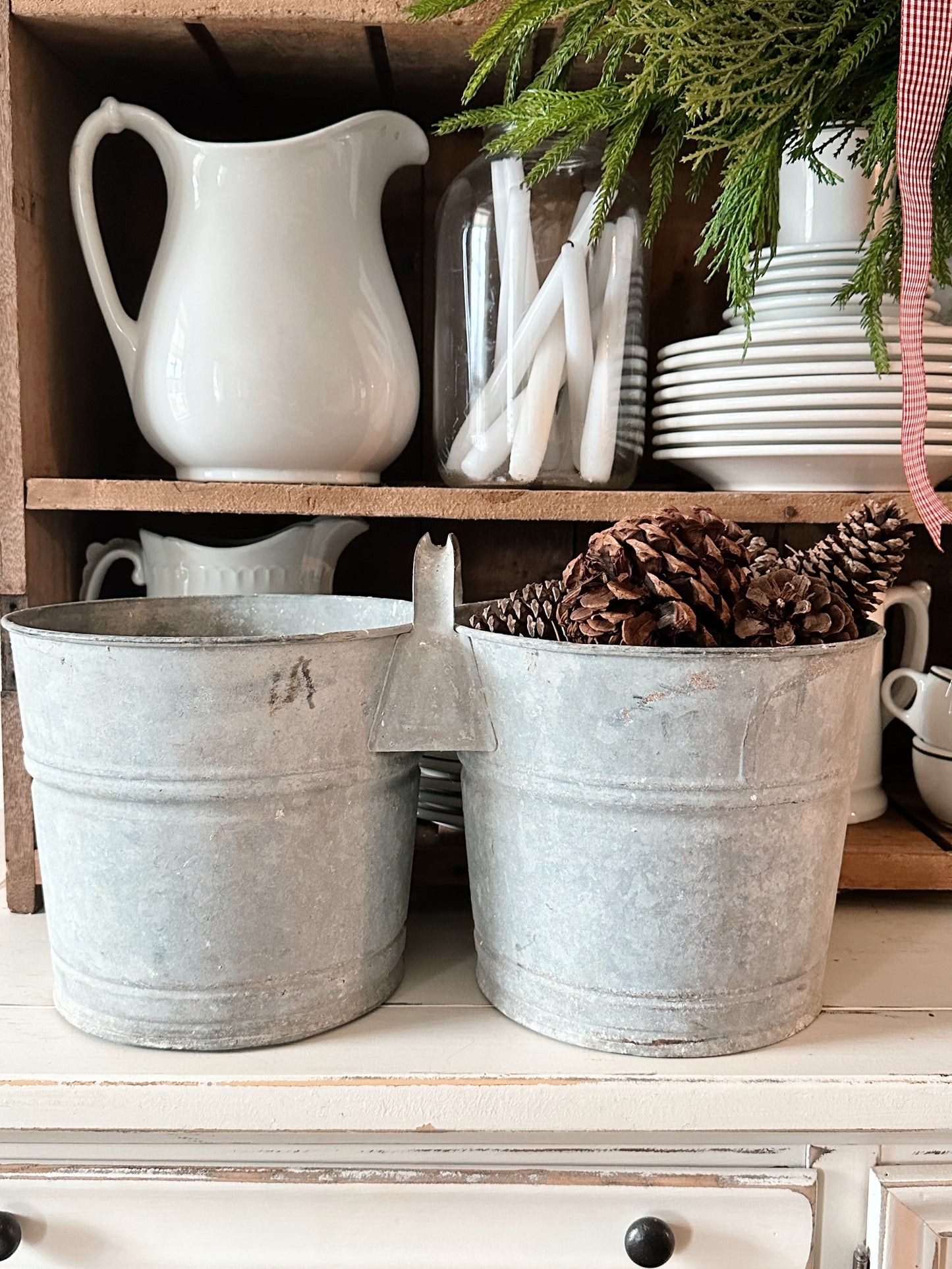 Vintage Double Galvanized Bucket