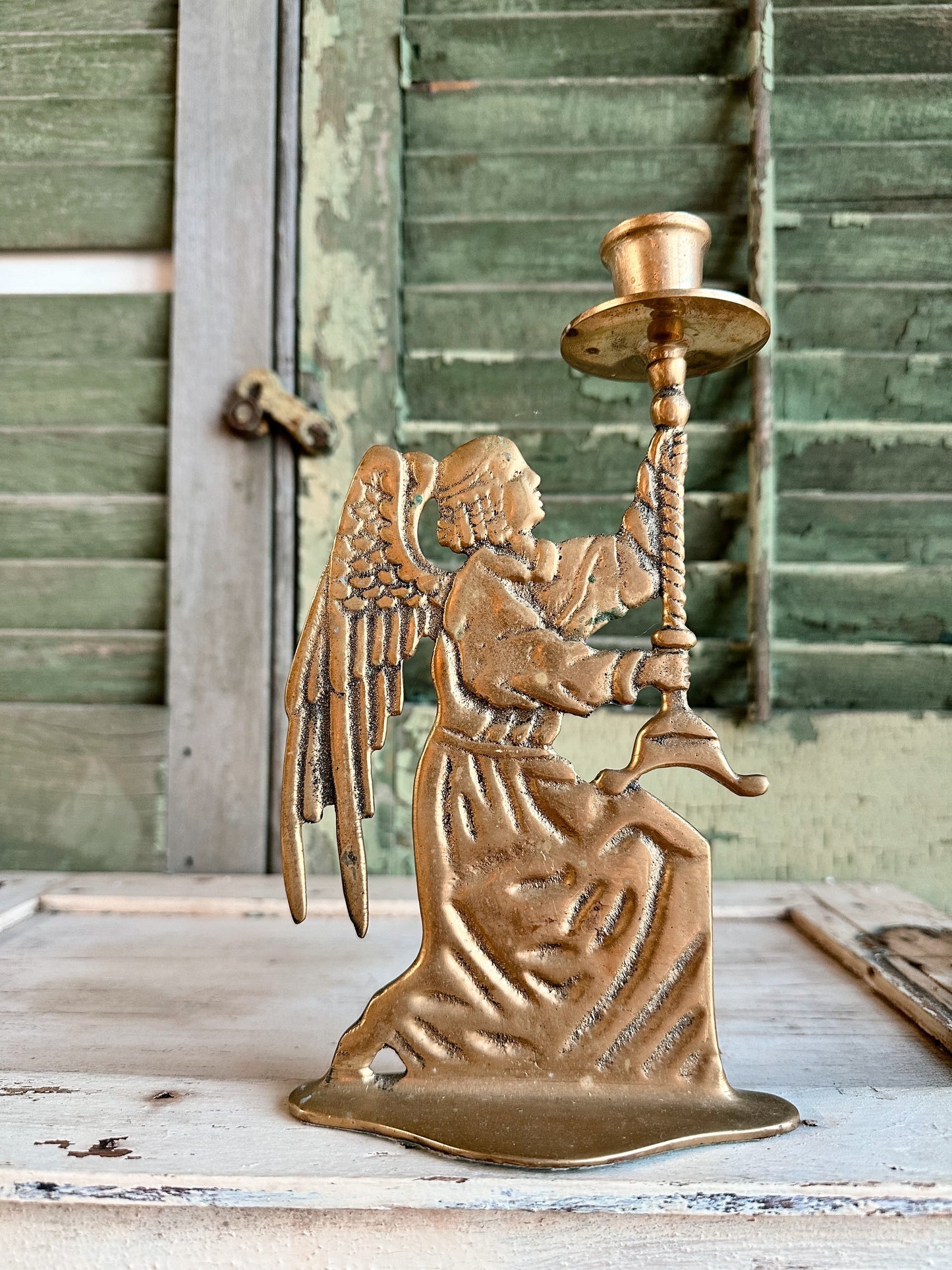 Vintage Brass Angel Candle Holder