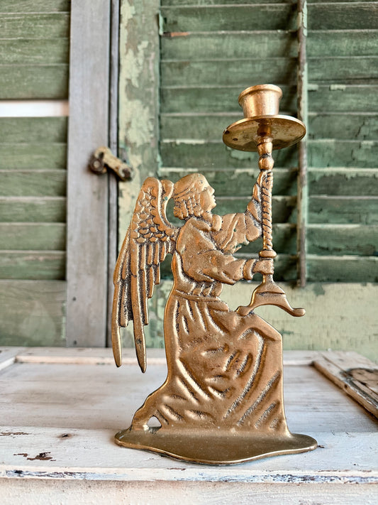 Vintage Brass Angel Candle Holder