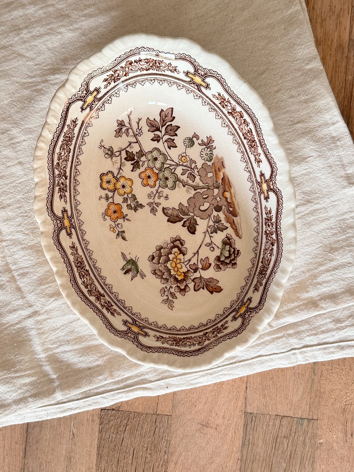 Vintage English Masons Manchu English Ironstone Transferware Oval Dish