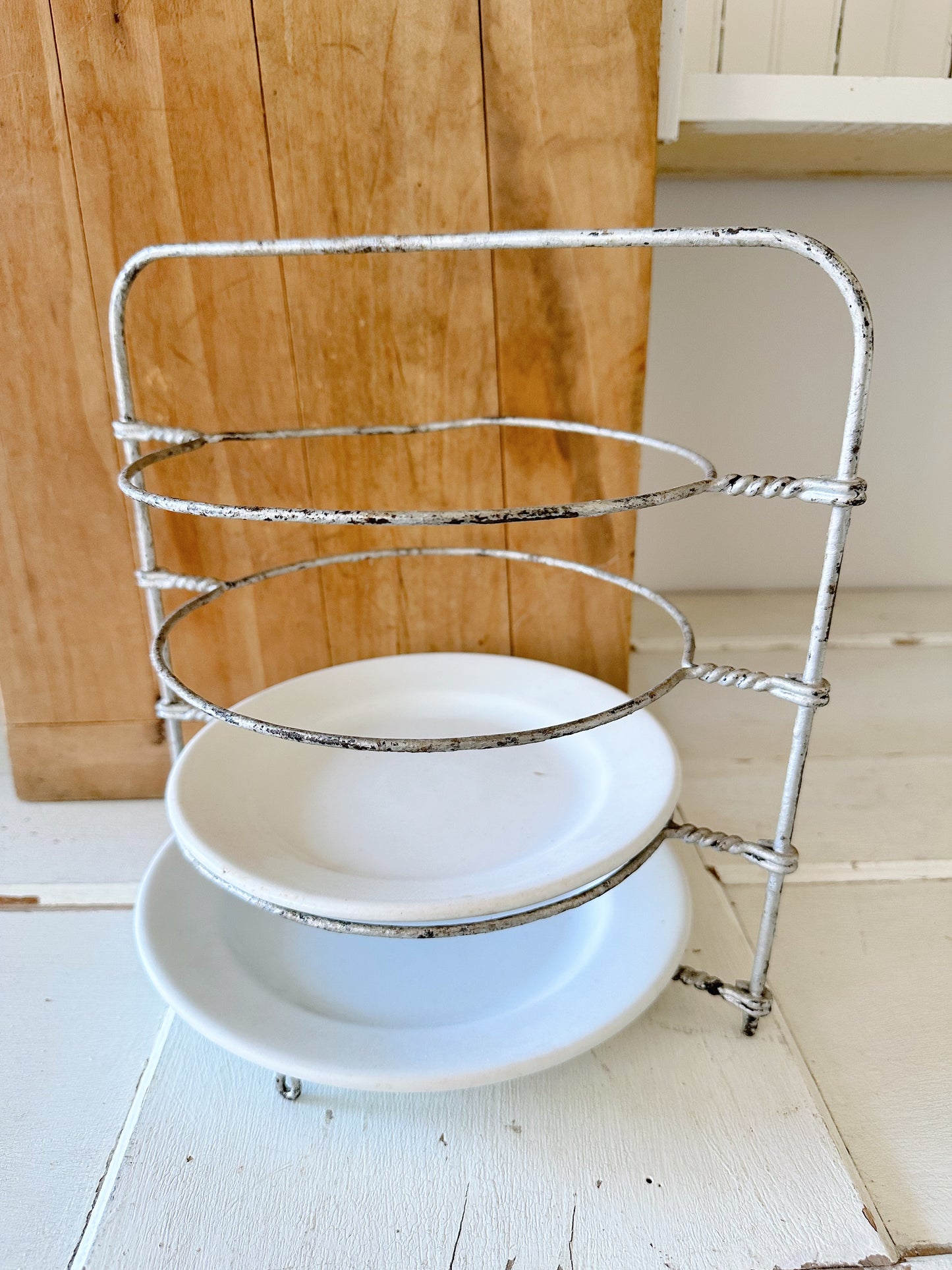 Four Tier Vintage Pie Holder & Two Ironstone Plates