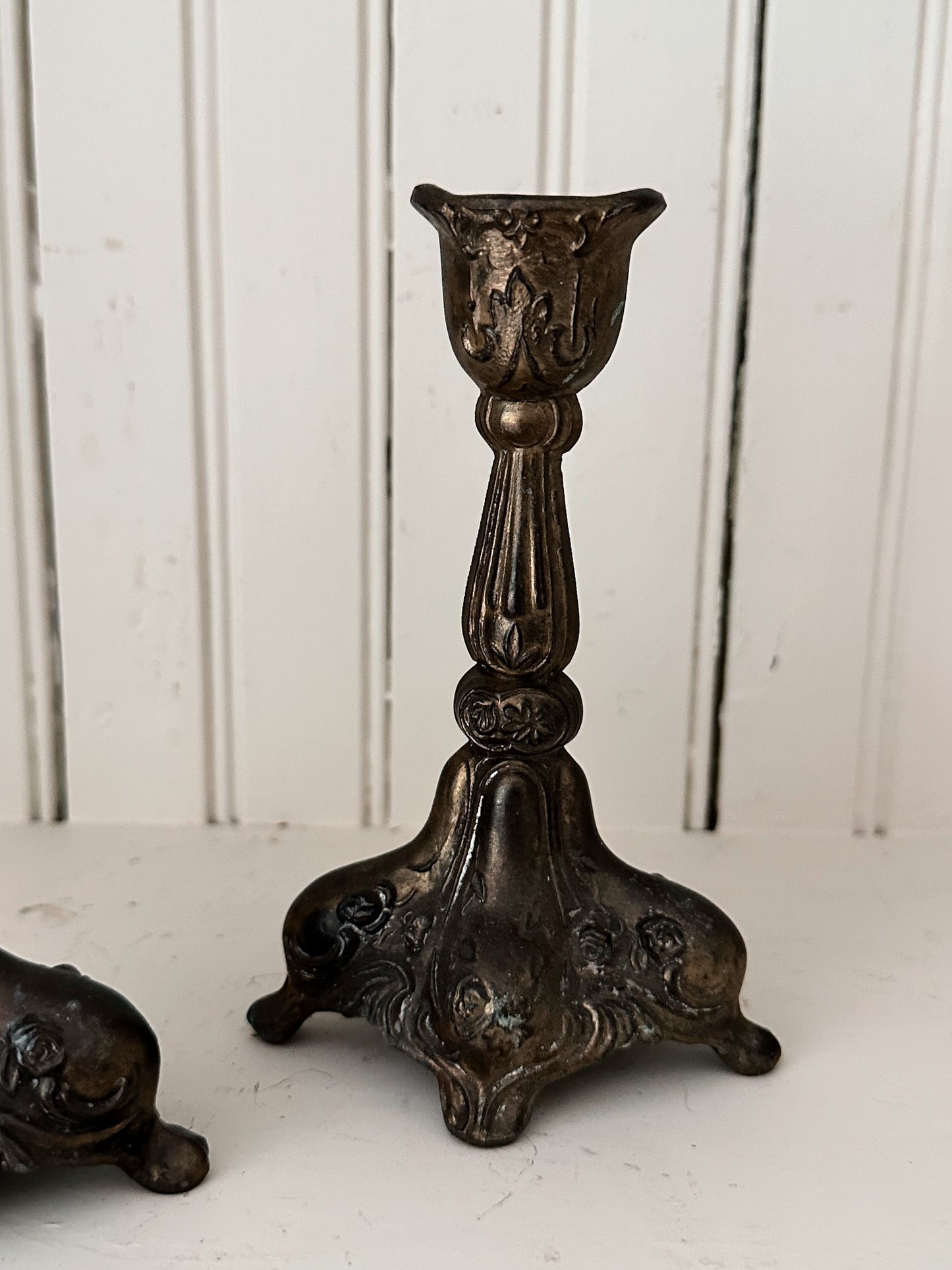 Pair of Ornate Vintage Candlesticks