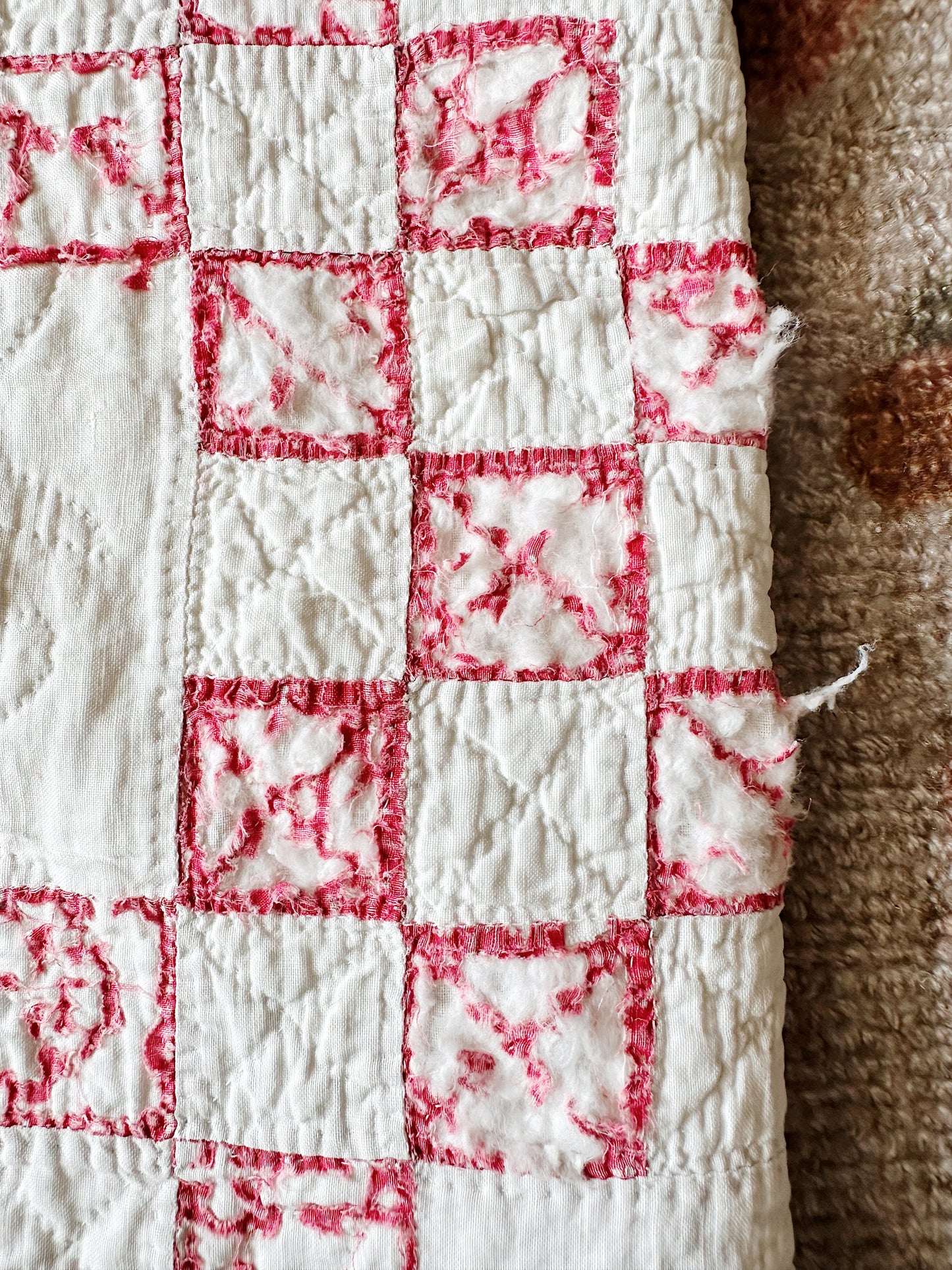 Vintage Hand Stitched Irish Chain Cutter Quilt