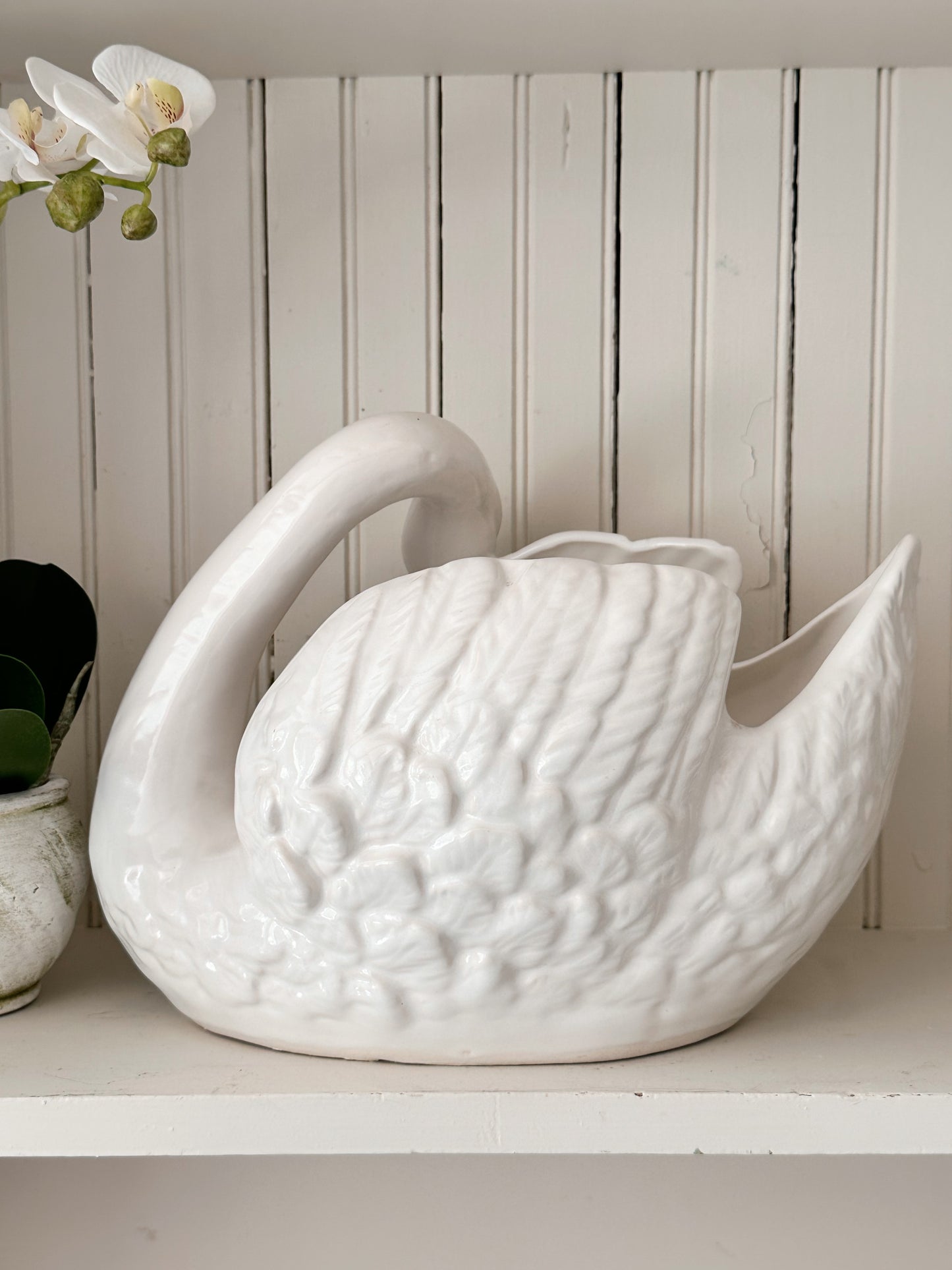 Large Vintage Swan Planter