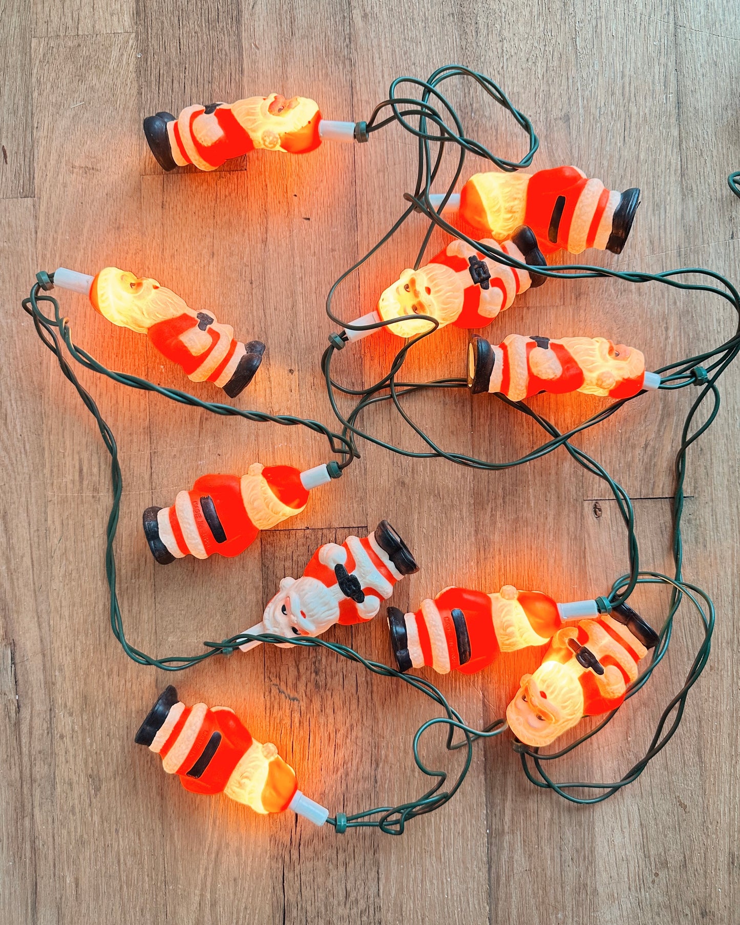 Vintage Blow Mold Santa String Lights