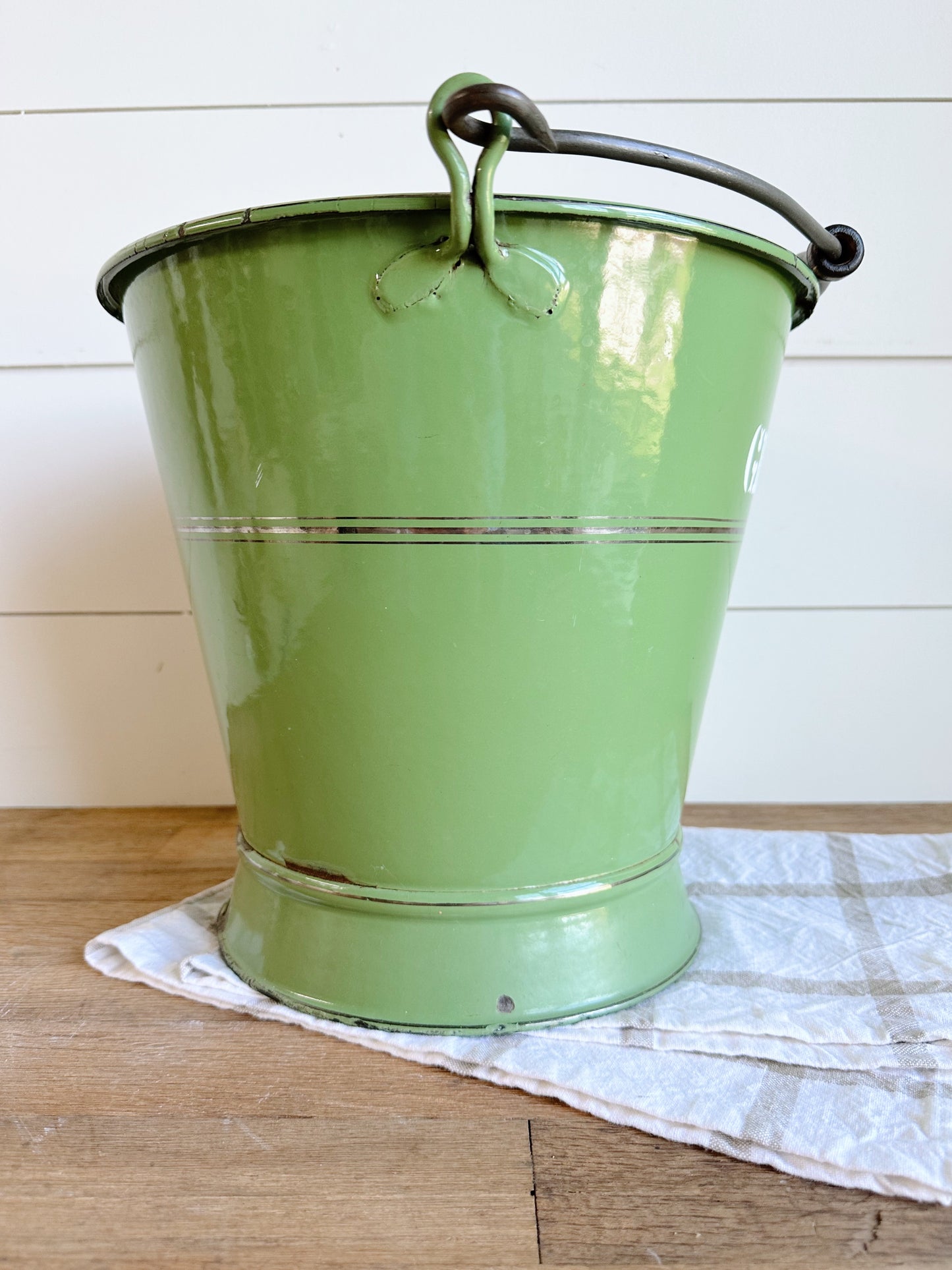 Vintage Dutch Enamelware “Vegetable” Garden Pail