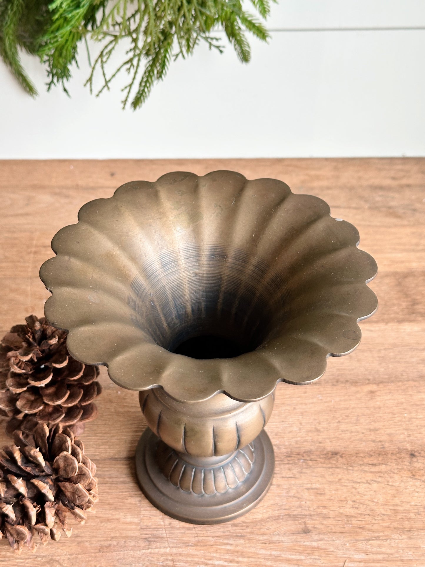 Vintage Fluted Brass Vase