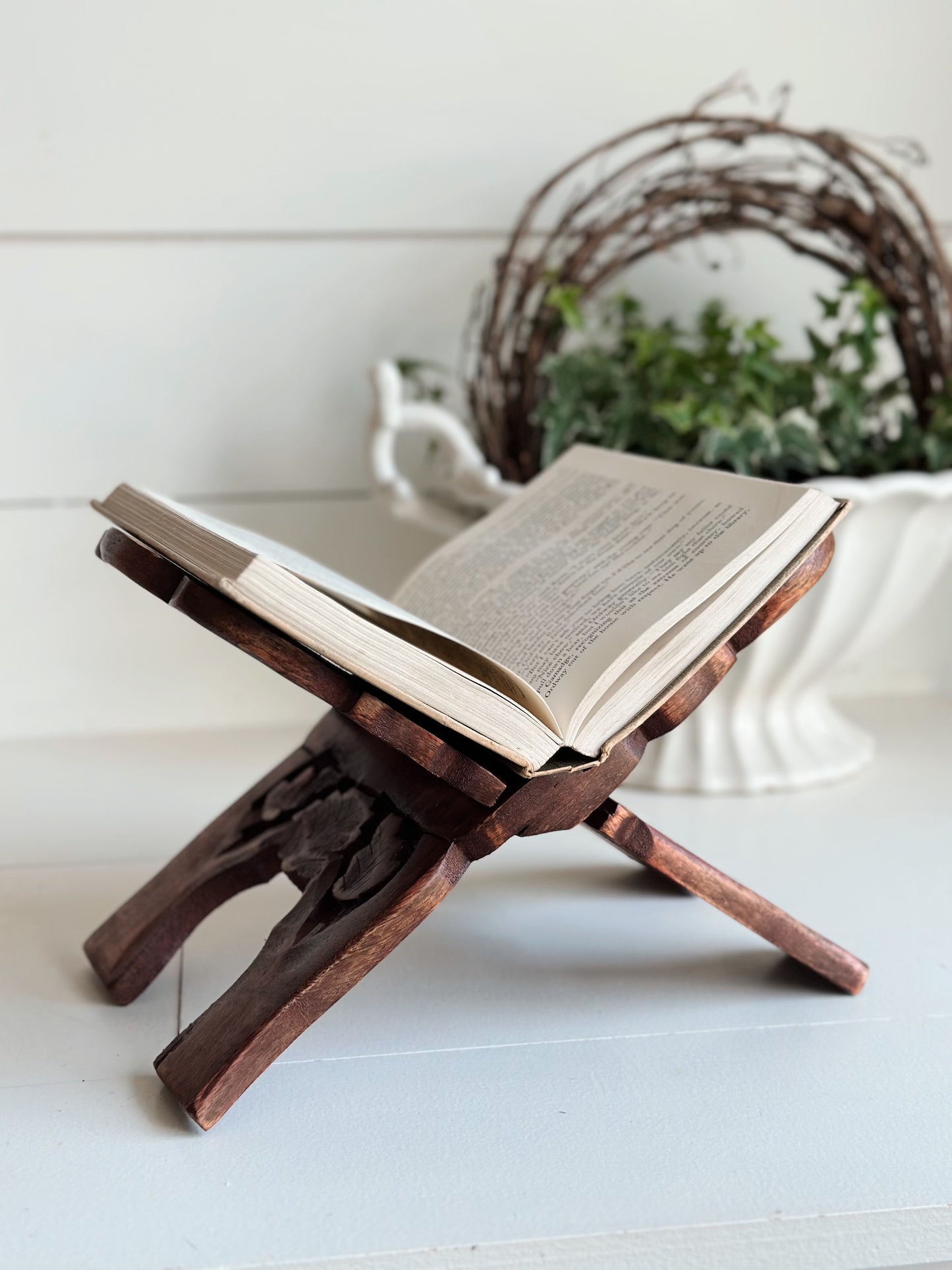 Hand Carved Wood Book Stand