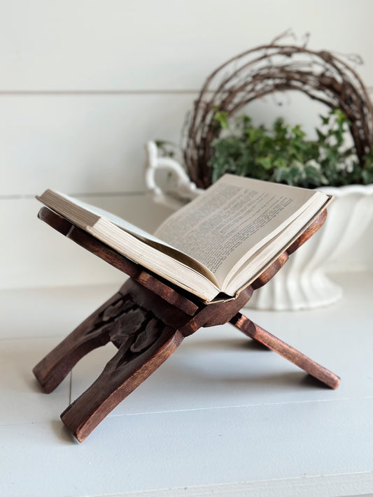 Hand Carved Wood Book Stand