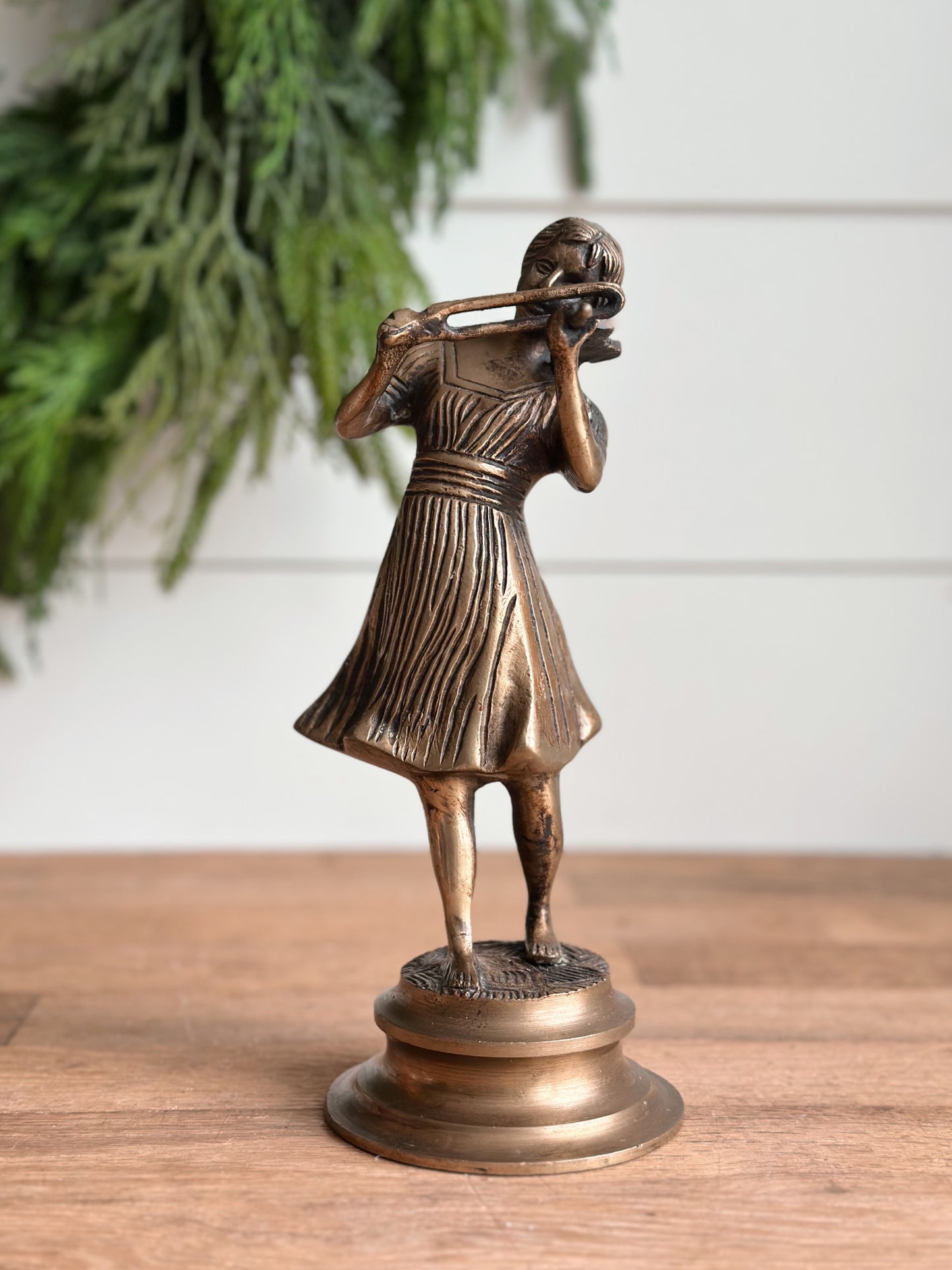 Vintage Brass Girl Violinist