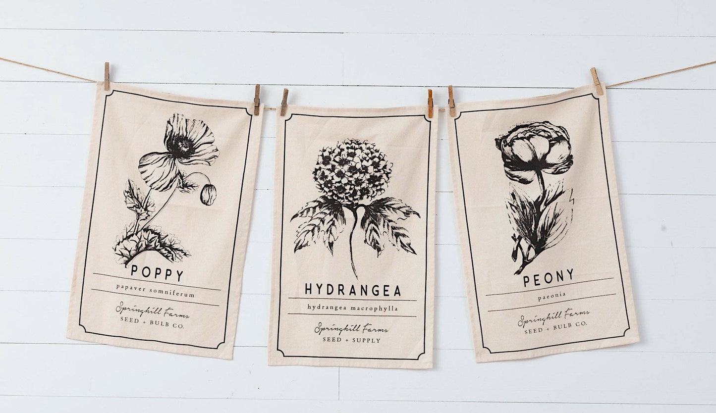 Set of Three Floral Botanical Tea Towels