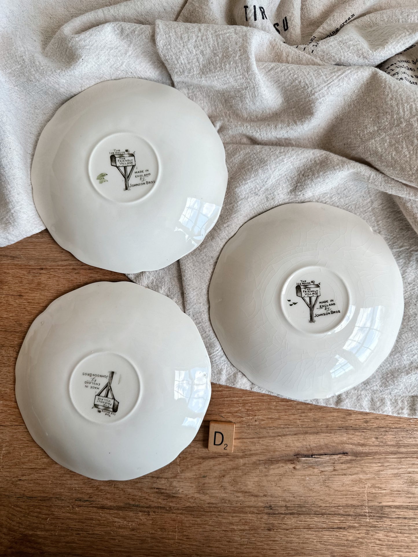 Trio of Johnson Brothers Transferware Saucers