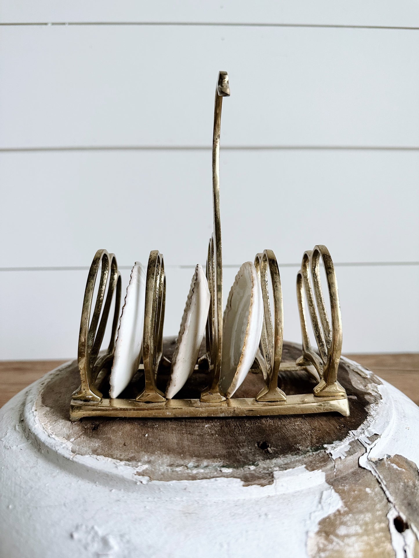 Vintage Brass Swan Toast Holder & Butter Pats