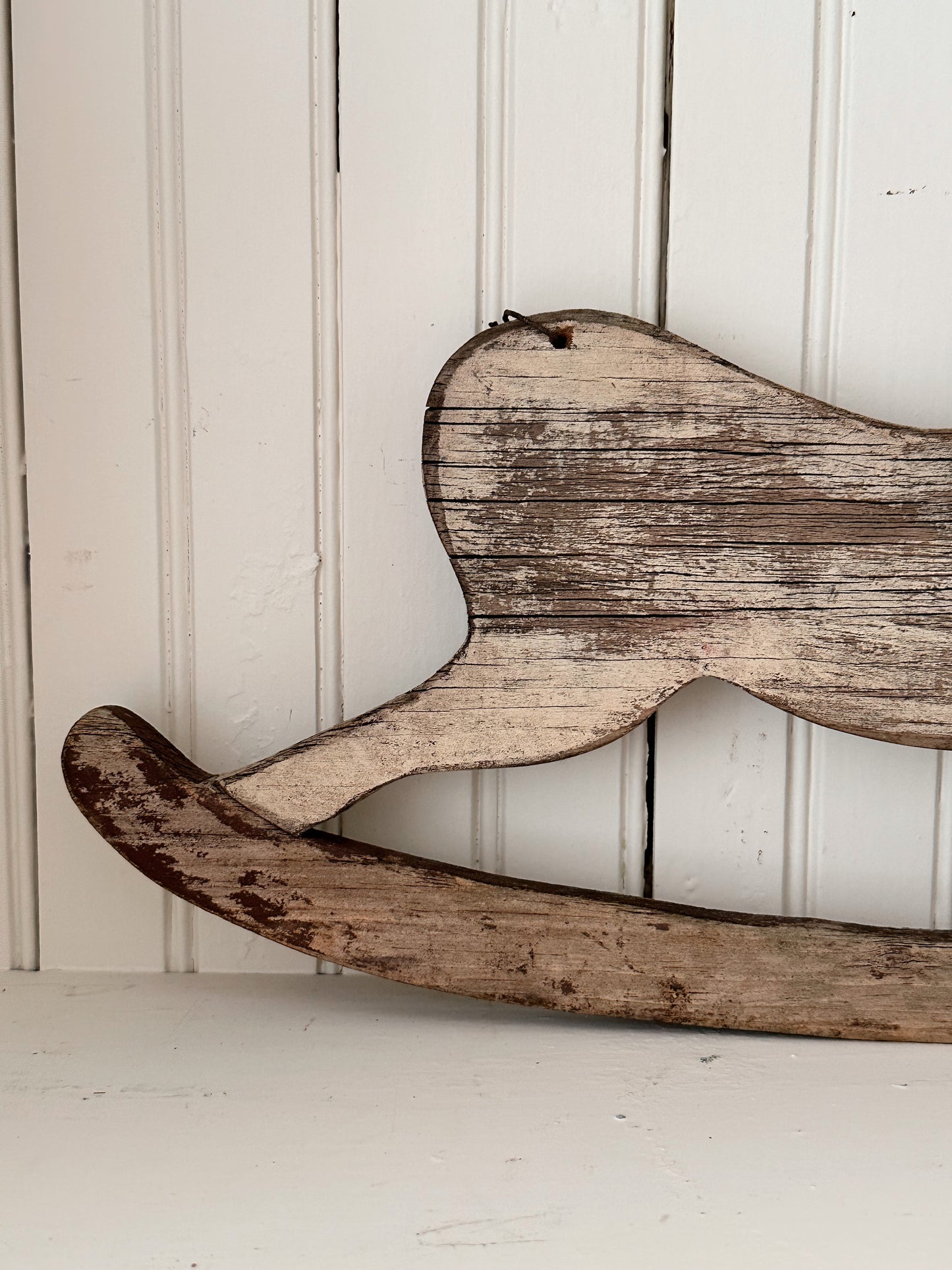 Vintage Weathered Wood Rocking Horse