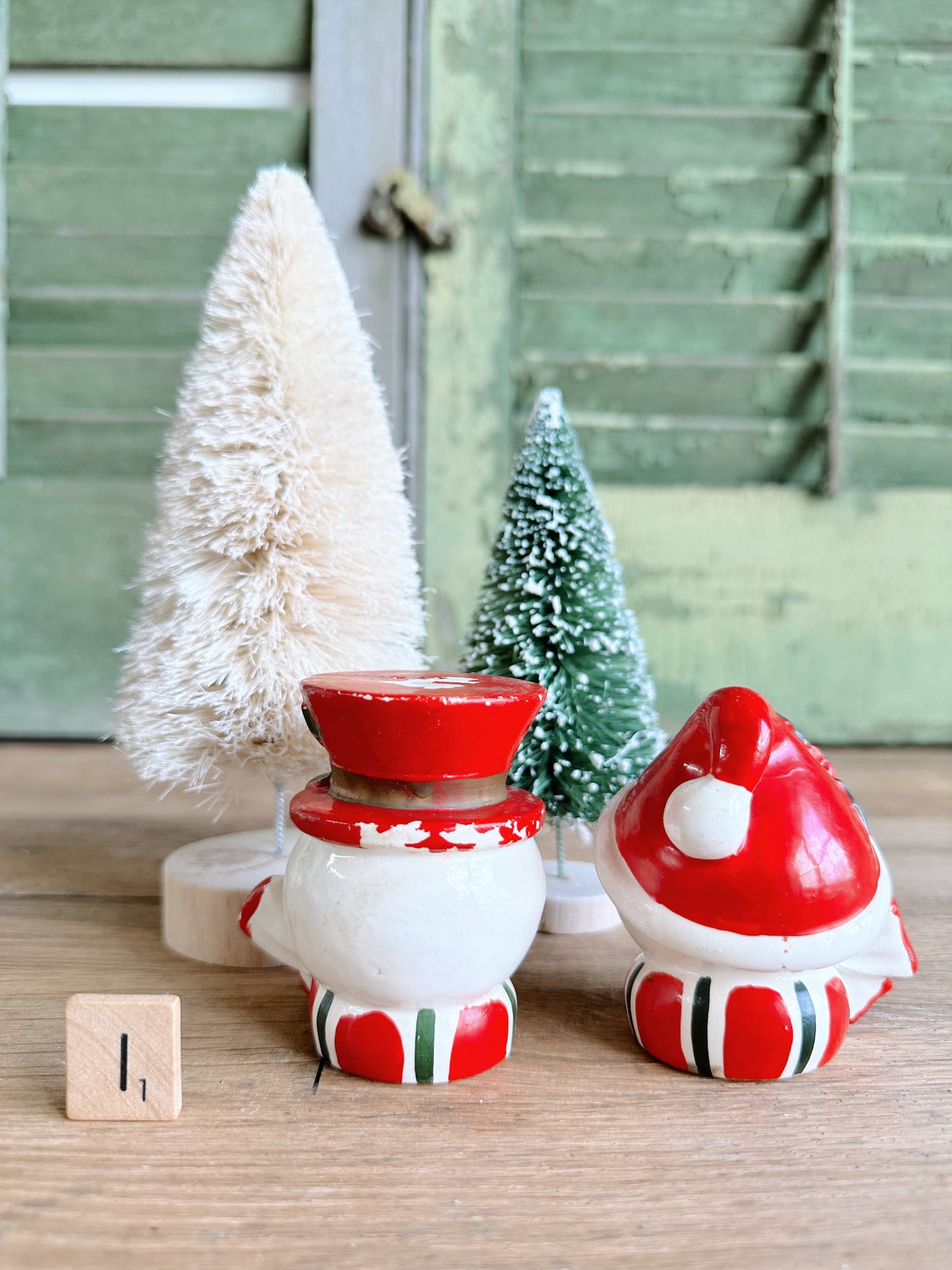 Vintage Snowmen Salt and Pepper Shakers