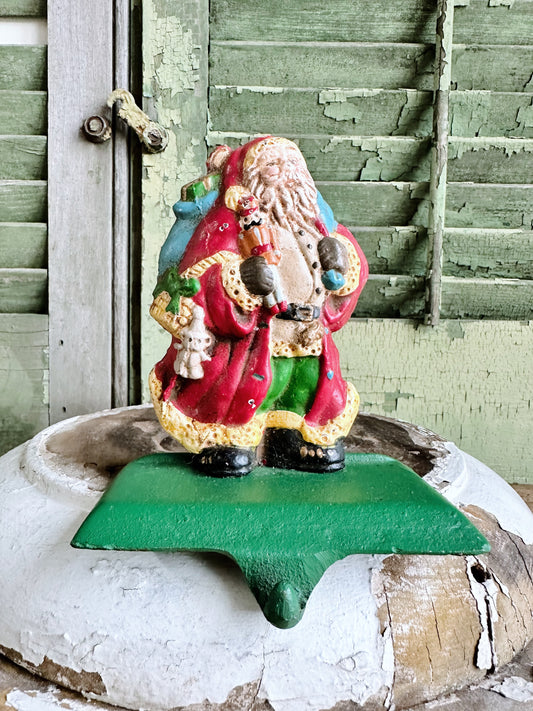 Vintage Cast Iron Santa Stocking Hanger