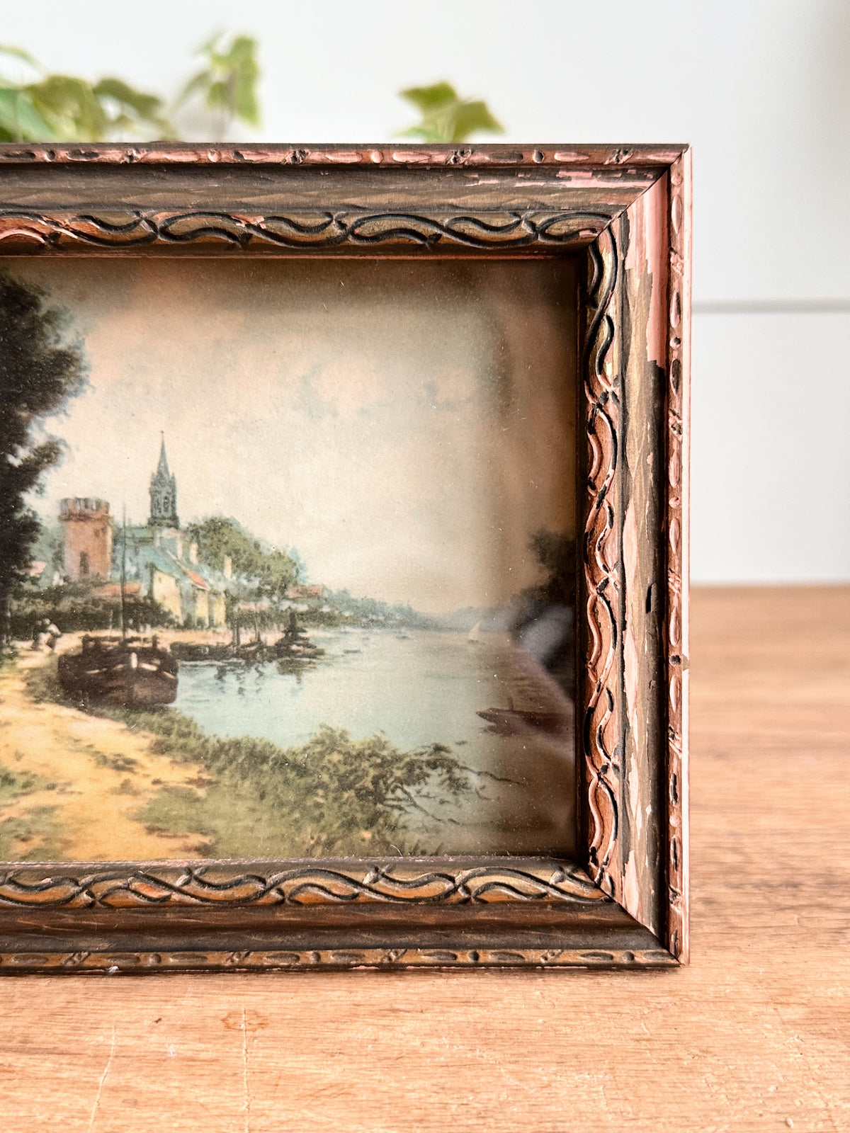 Vintage Framed Seaside Landscape