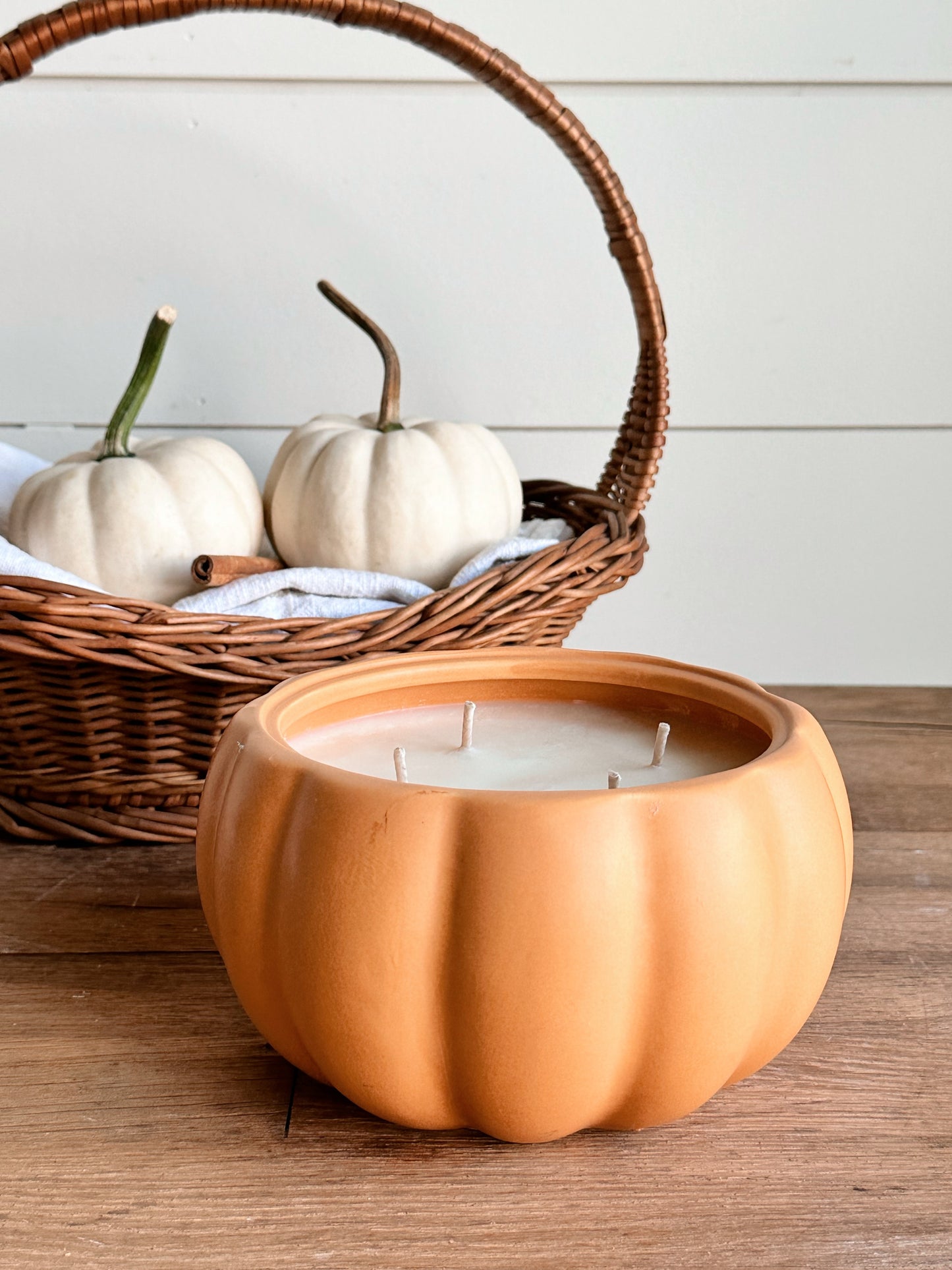 Hand Poured Pumpkin Chai Candle in a Pumpkin Bowl