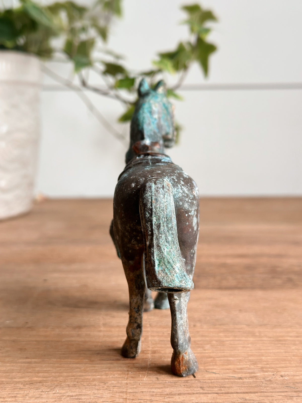 Vintage Brass Horse with Heavy Patina