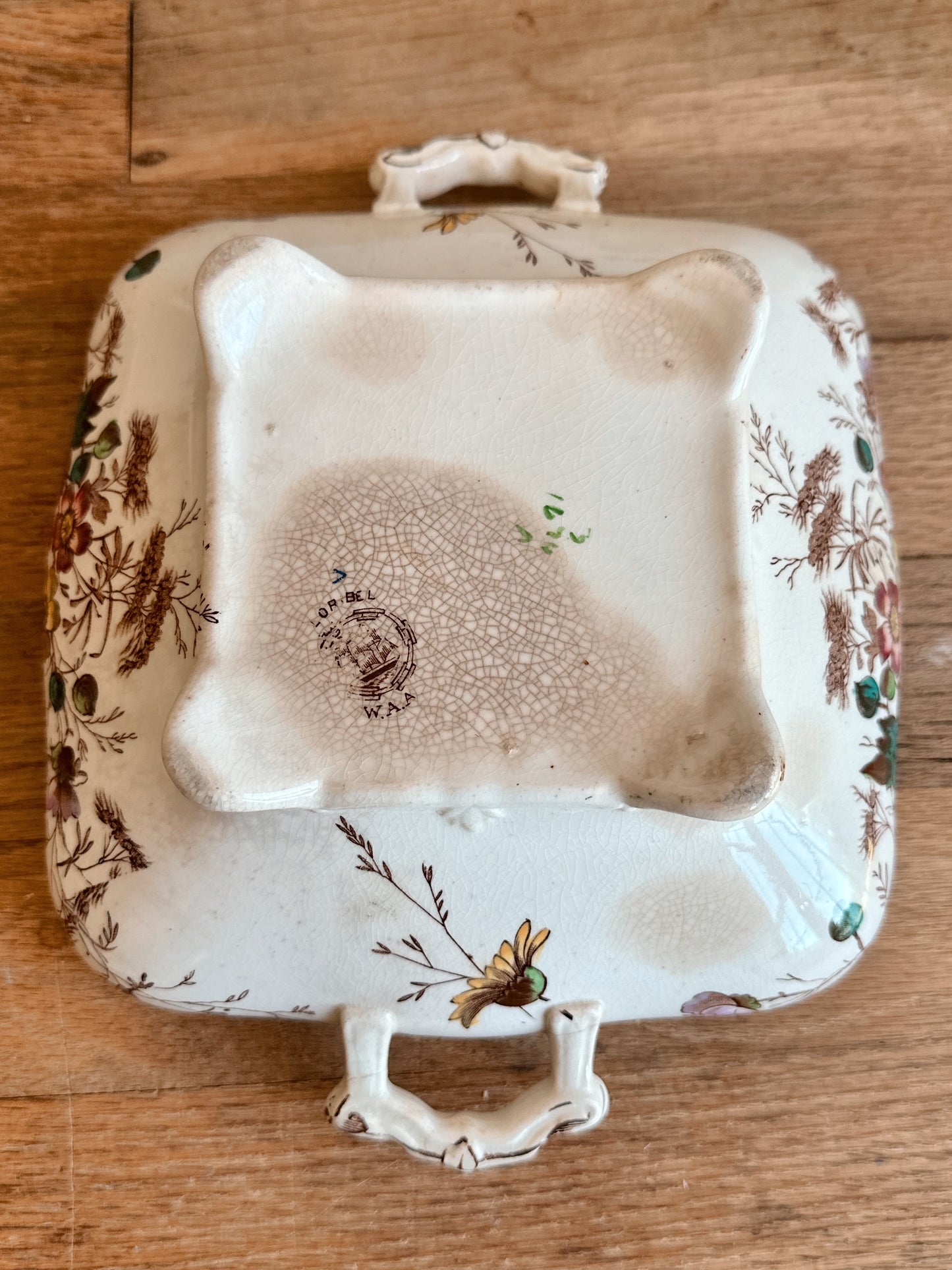 Antique 1801s Florine William Alseger Adderley & Co English Ironstone Covered Vegetable Dish