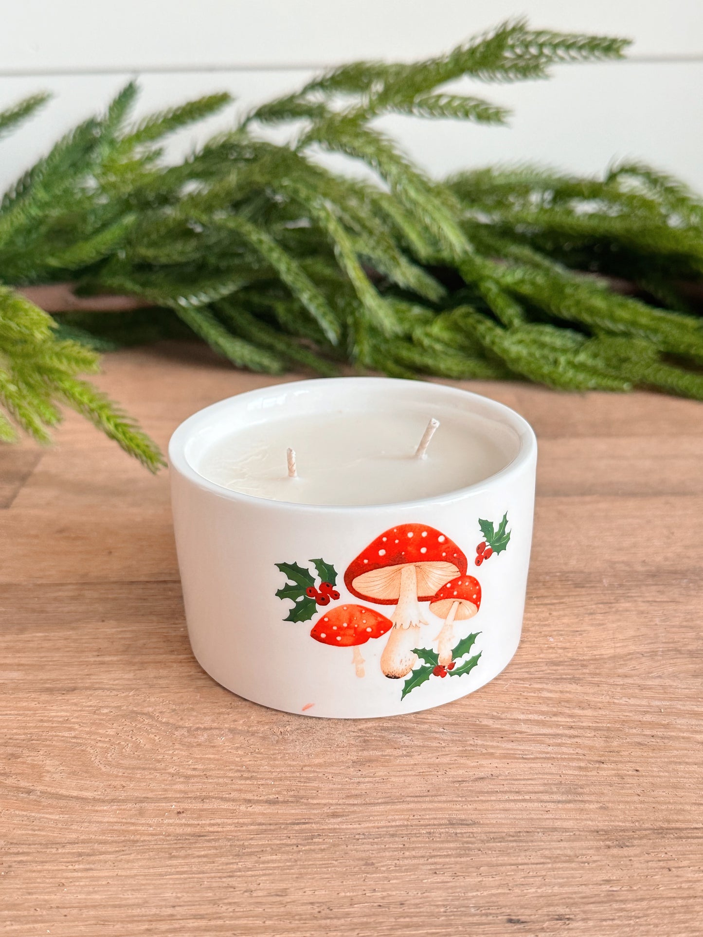 Hand Poured Gingerbread Cookie Candle in a Found Mushroom Vessel