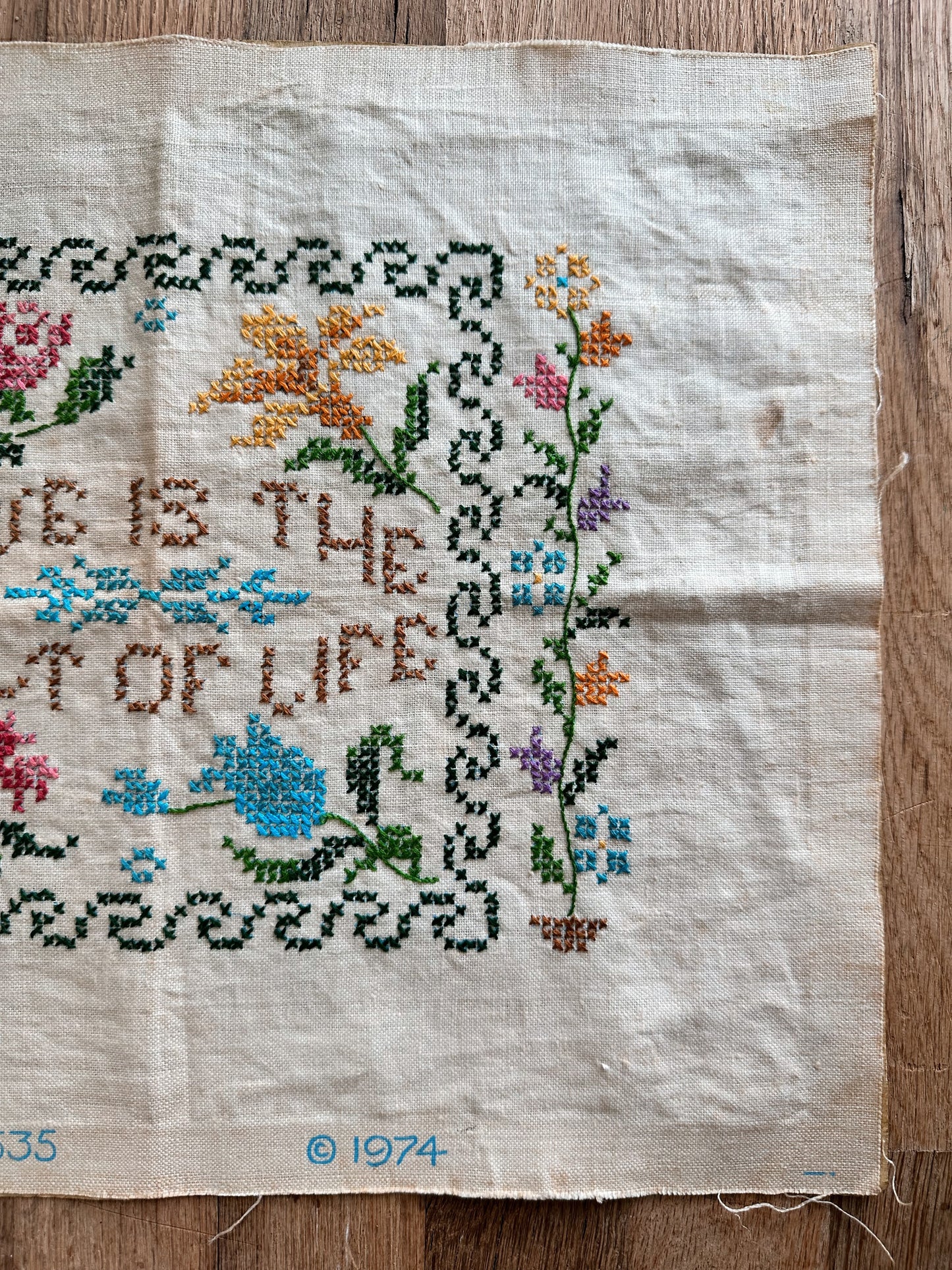 Vintage Cross Stitch on Linen