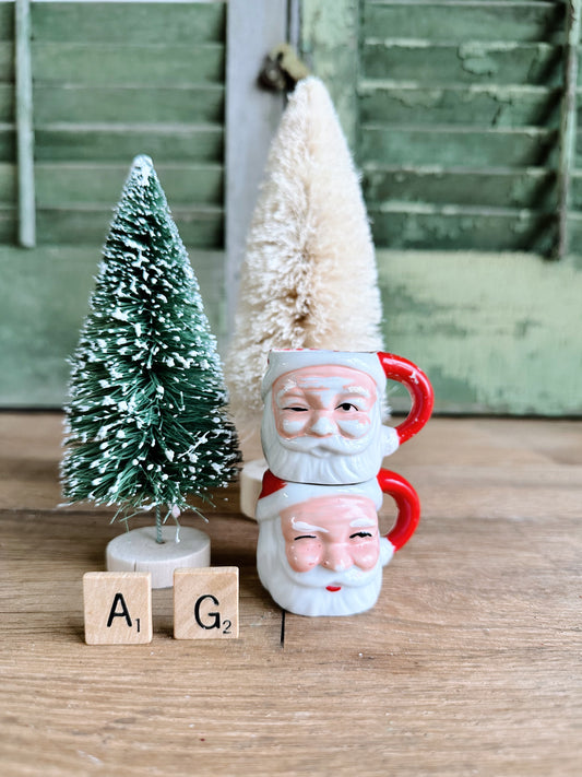 Set of Two Mini Vintage Santa Mugs