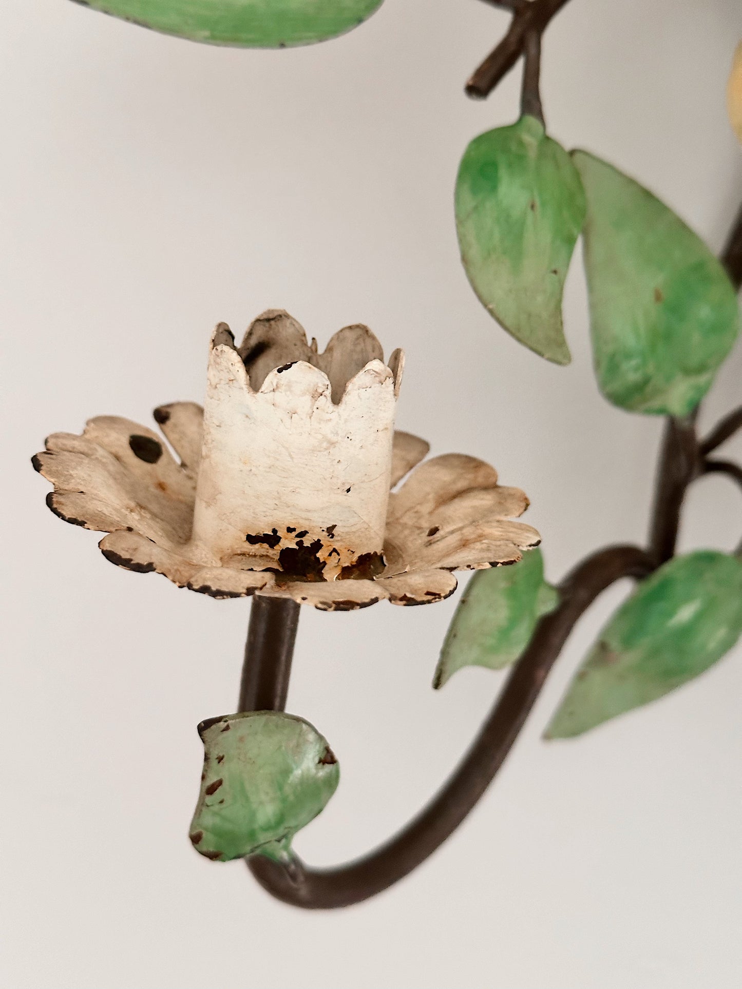 Vintage Toleware Wall Double Candle Sconce