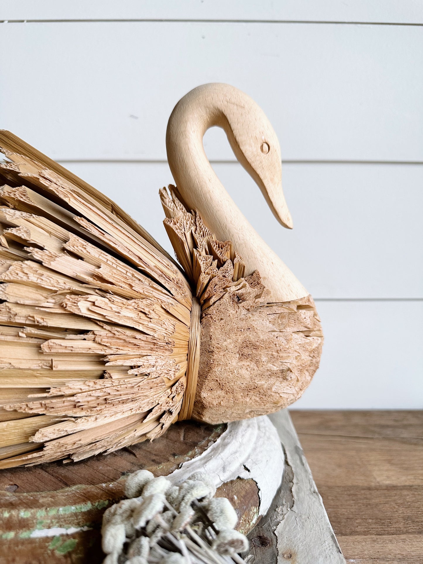 Beautiful Wood and Reed Swan