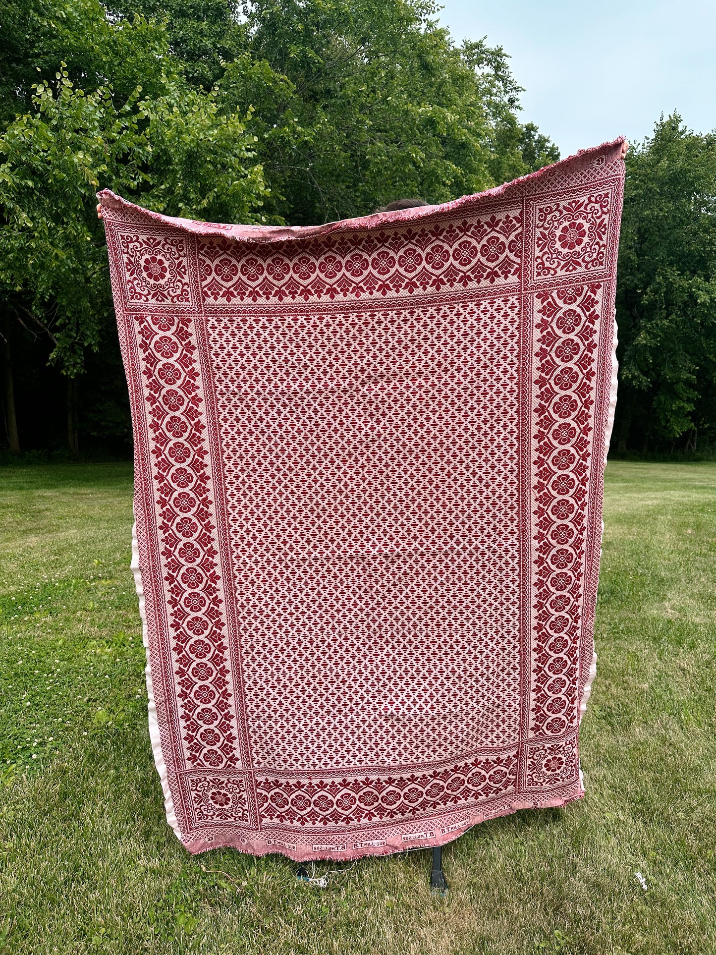 Vintage  Woven Jacquard Coverlet/Fabric