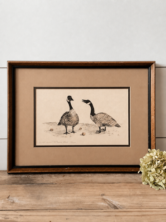 Vintage 1981 Susan Norris Barr Hand-Colored Canada Geese Print – Signed & Numbered