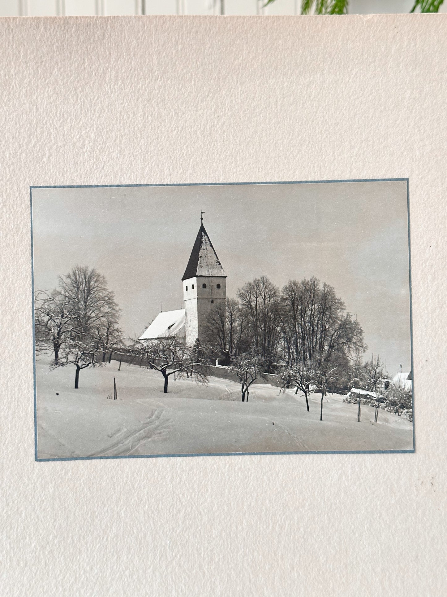 Vintage European Photograph, Winter Church