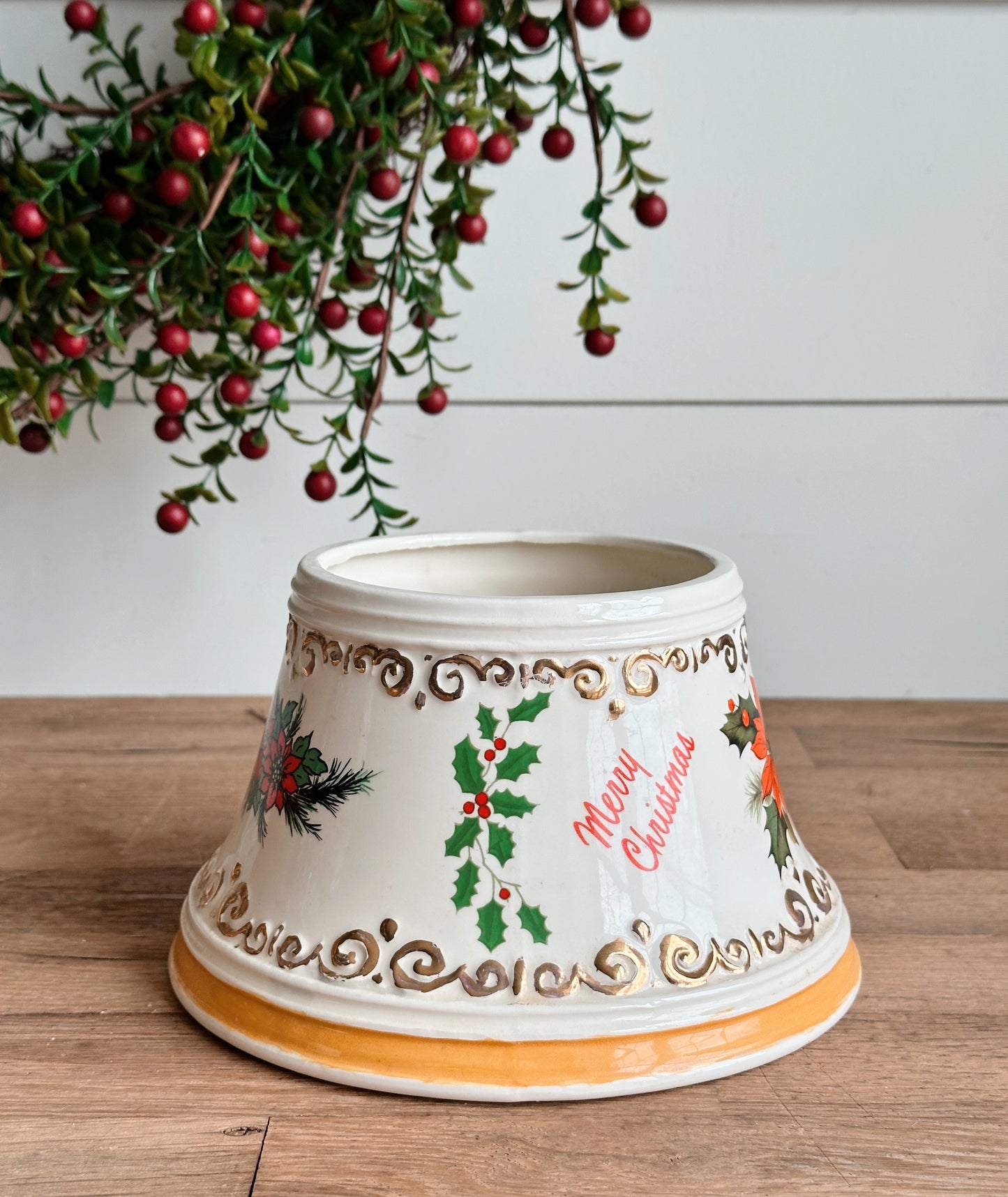 Vintage Hand Painted Ceramic Tabletop Tree Base