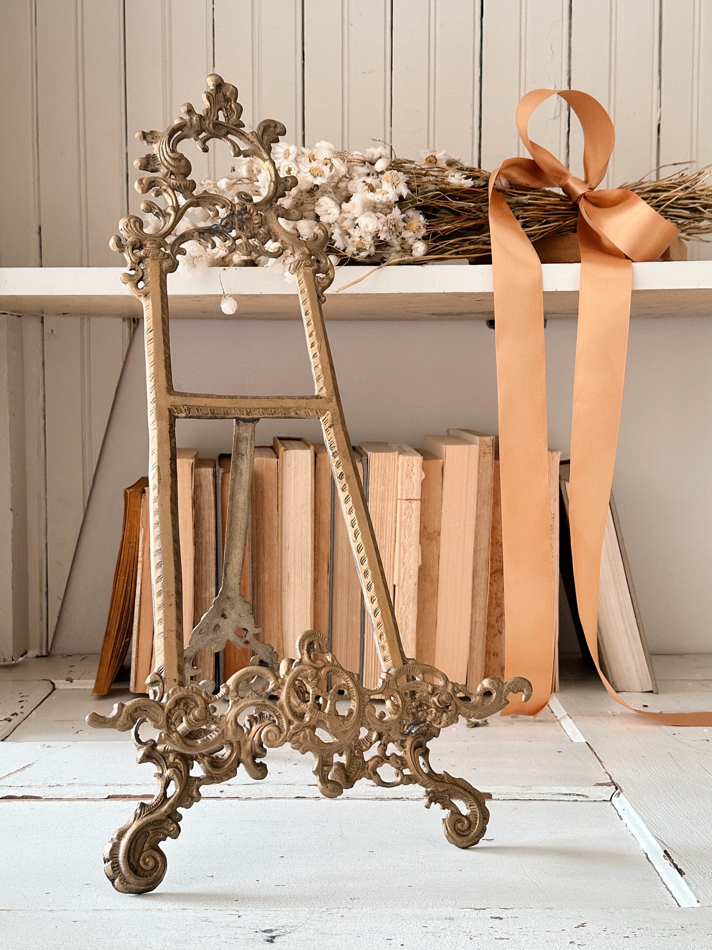 Large Vintage Brass Easel