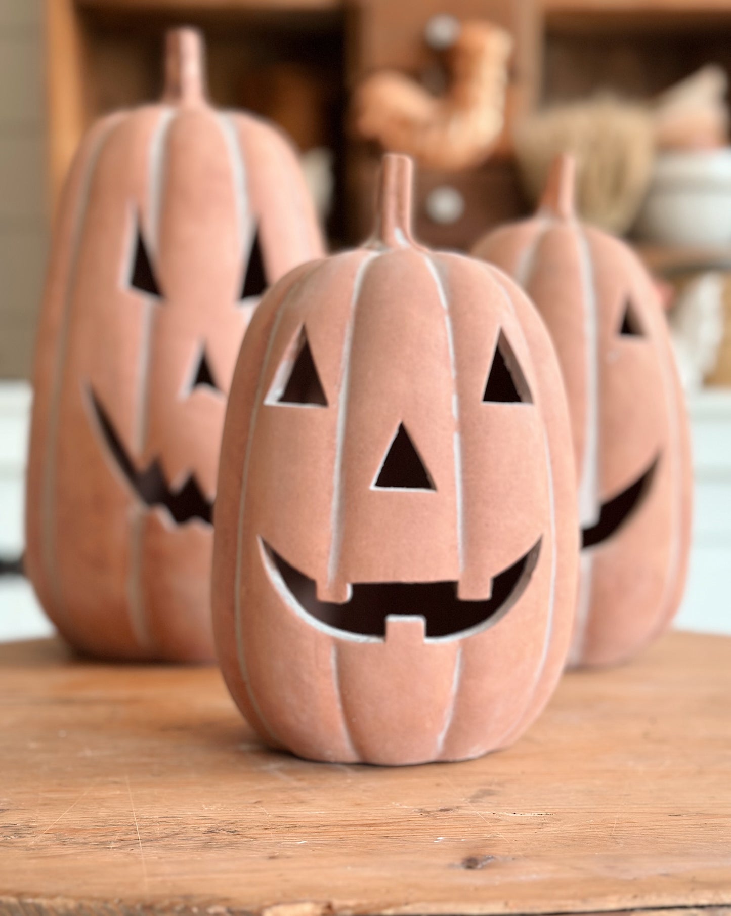 Terracotta Happy Jack-o-Lanterns