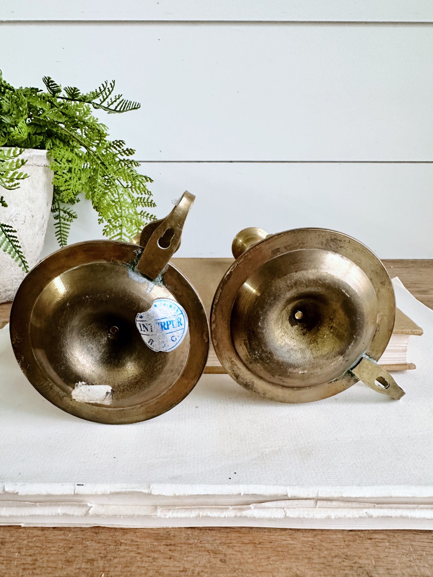 Pair of Vintage Brass Nautical Candle Holders