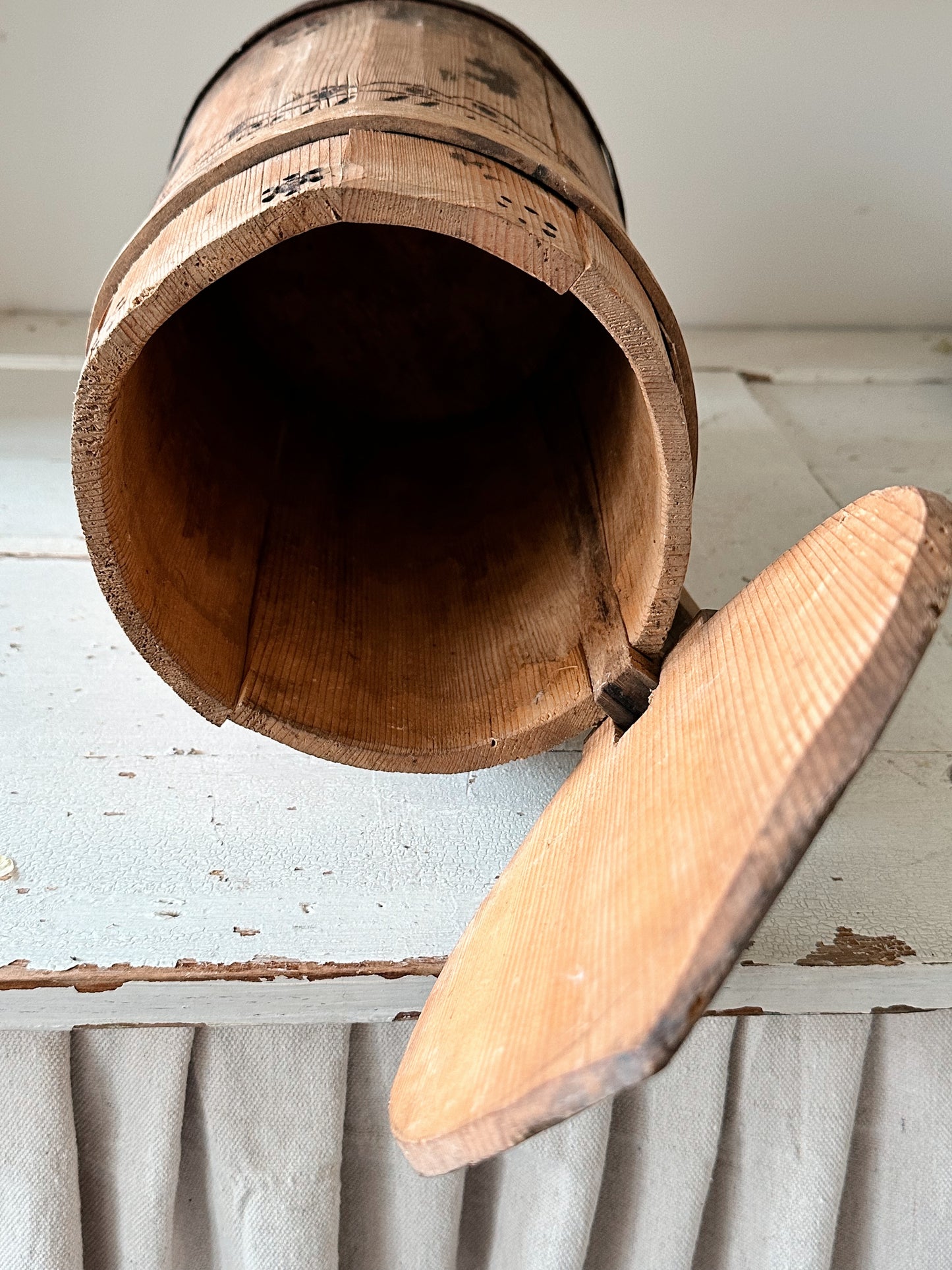 Beautiful Antique Wood Tankard with Lid