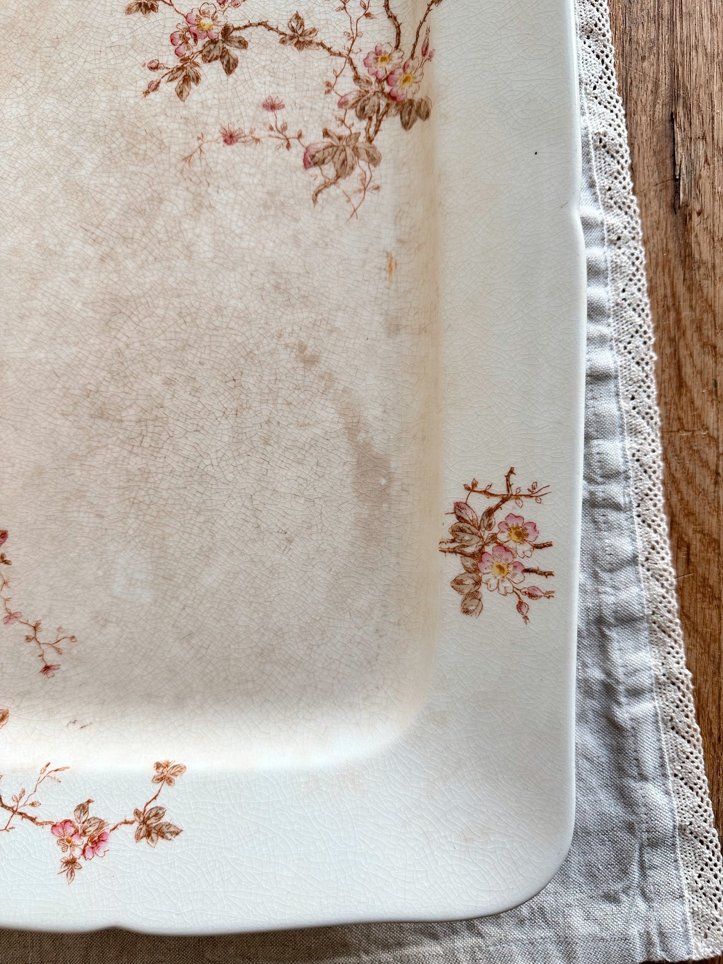 Beautifully Stained Large Antique Ironstone Platter
