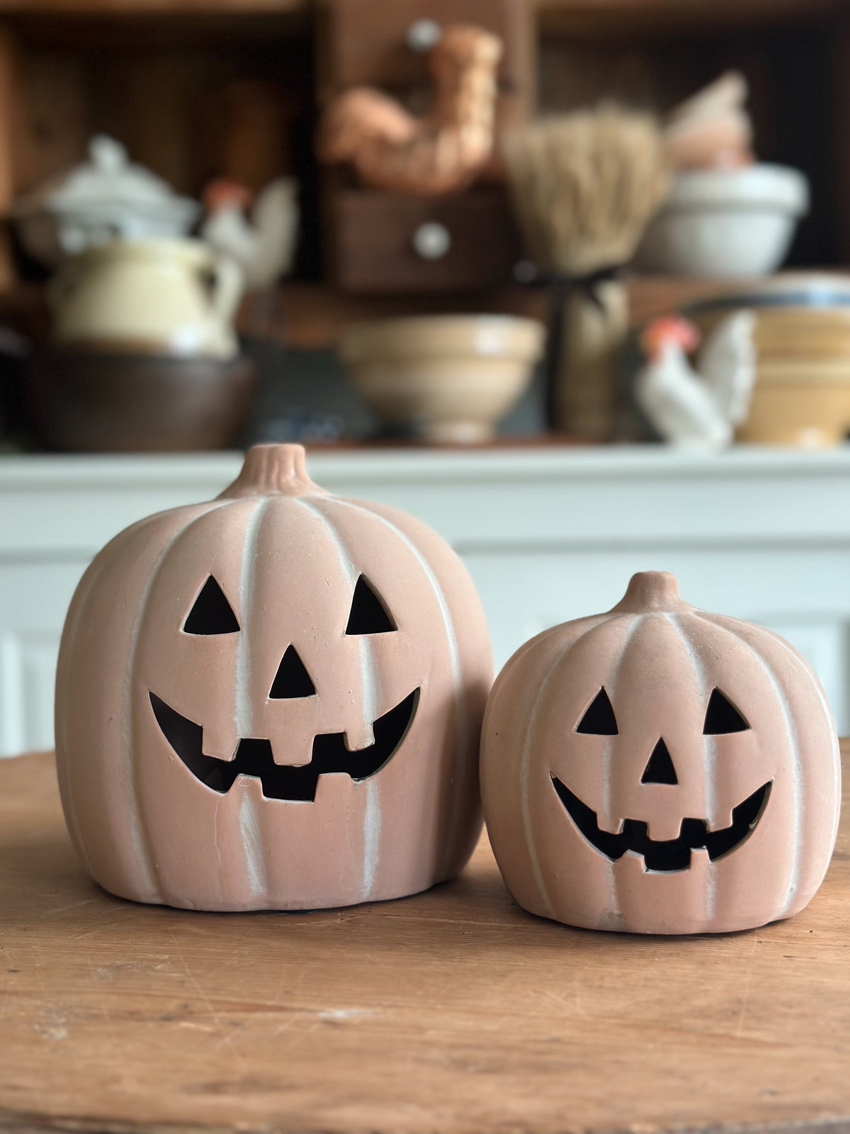 Chubby Terracotta Jack-o-Lanterns