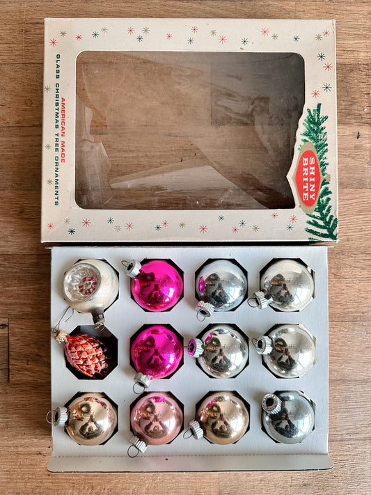 Box of Vintage Shiny Brites (3 unmarked)