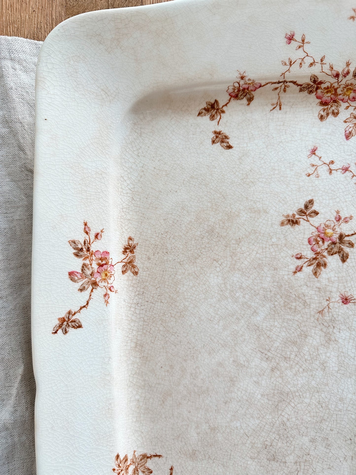 Beautifully Stained Large Antique Ironstone Platter