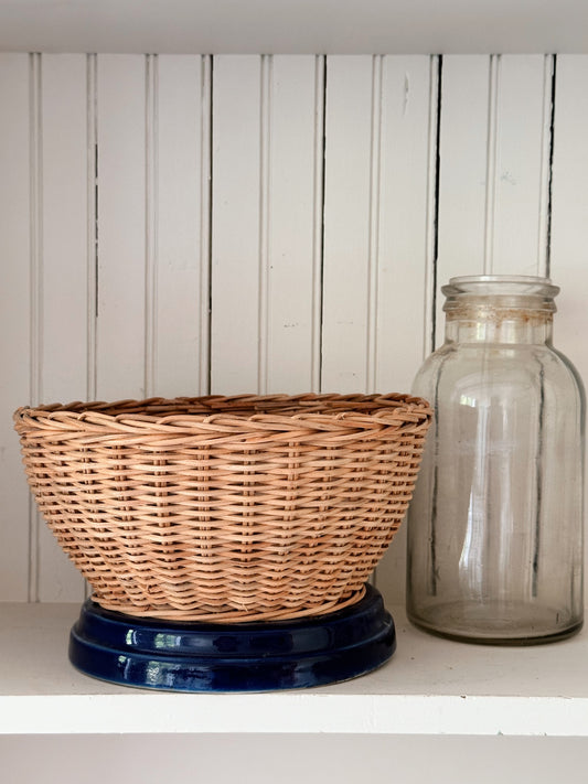 Vintage Basket with Ceramic Base